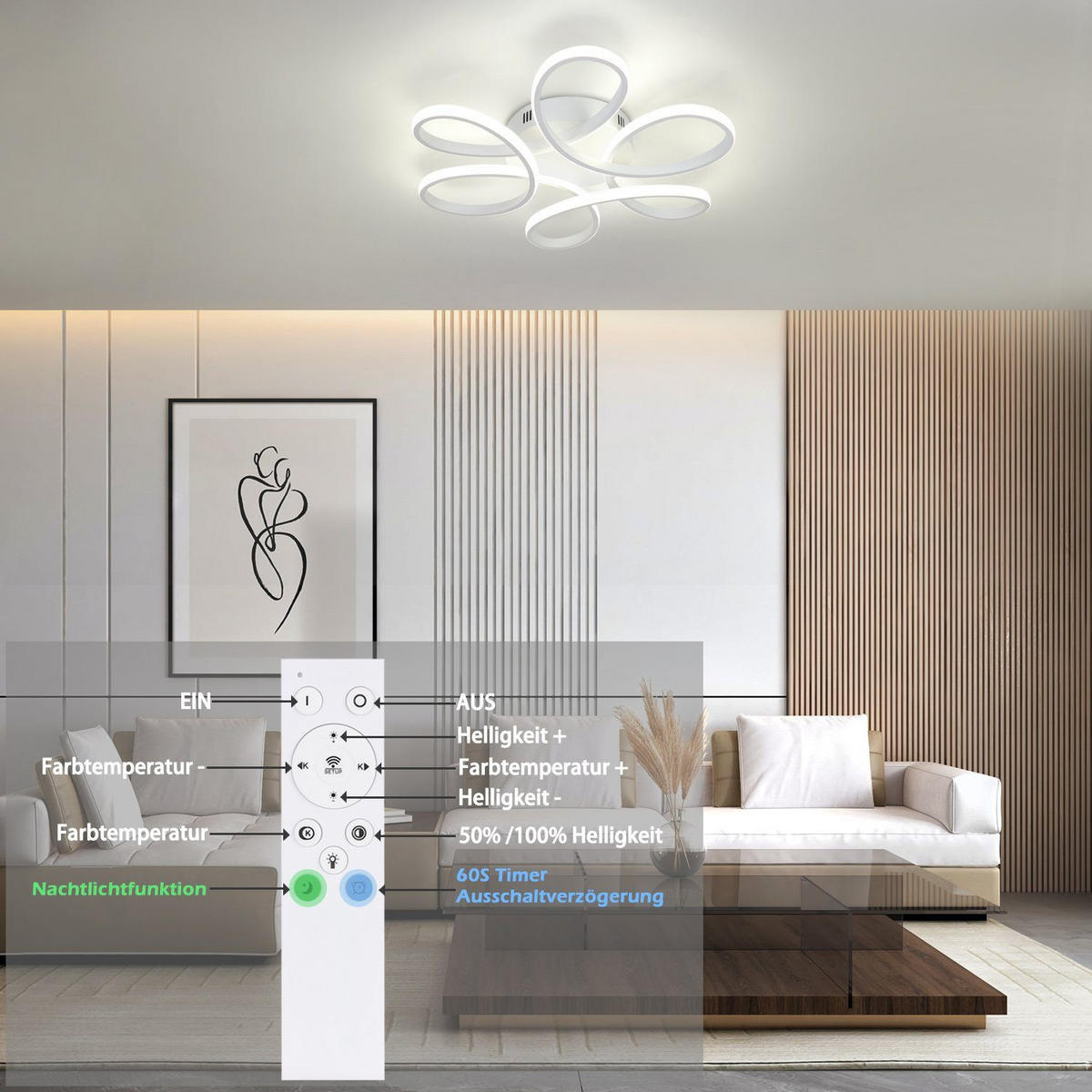 LED-DECKENLEUCHTE Naxis 50/50/9 cm - Weiß, Metall (50/50/9cm) - Nettlife