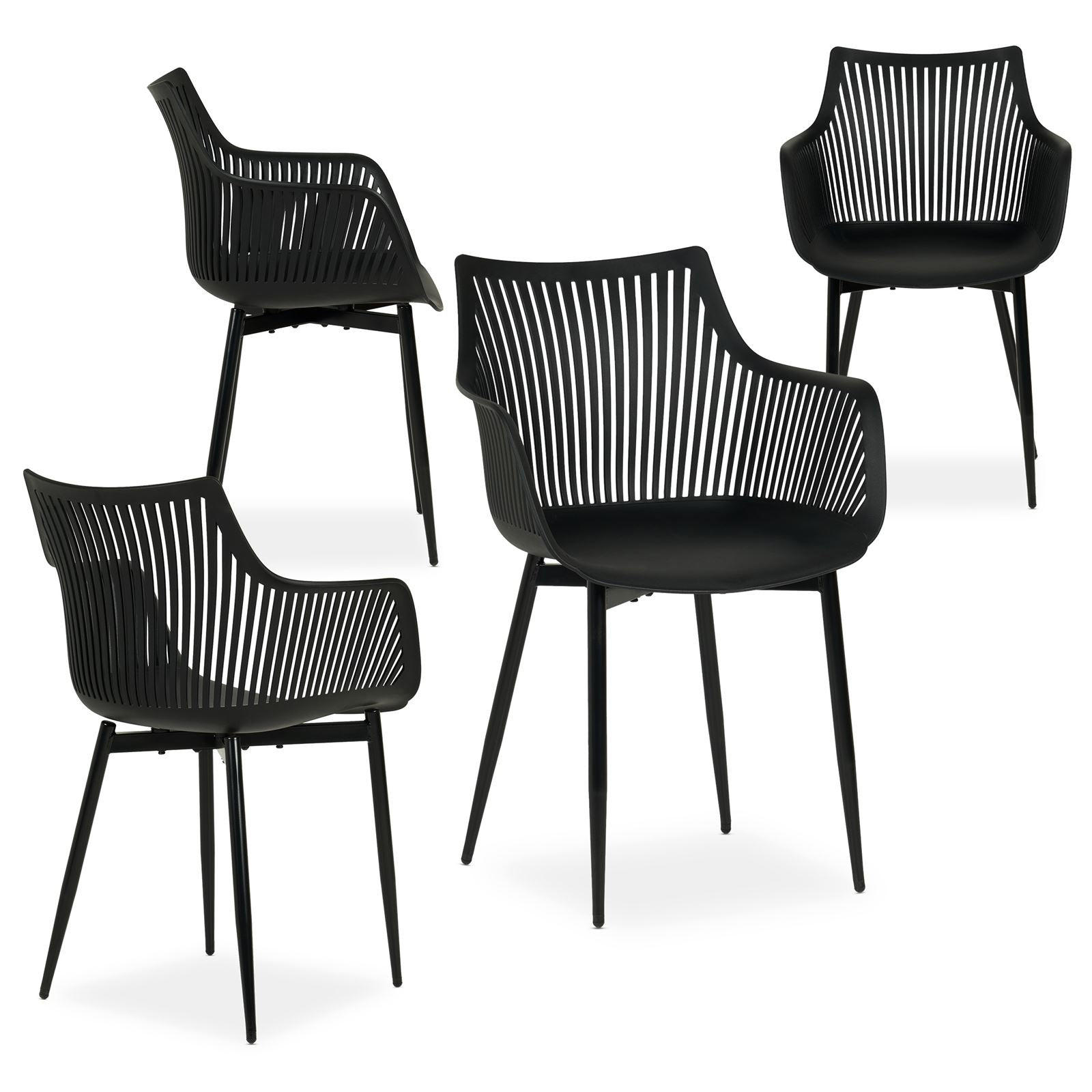 GARTENSTÜHLE VIOLETTA 4er-Set schwarz - Schwarz, Textil (55/86/53cm) - IDIMEX