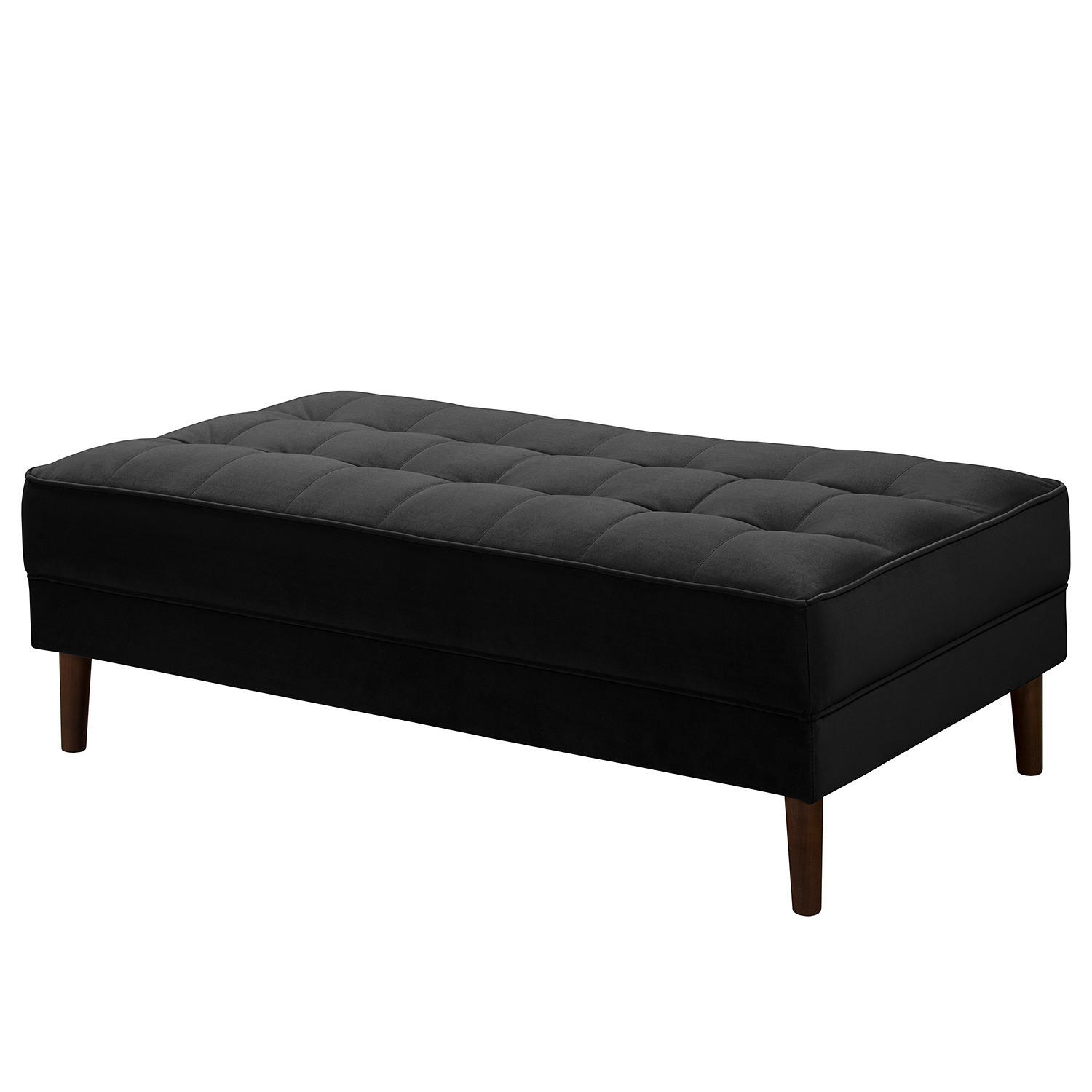 HOCKERBANK - Samt - Schwarz, Birkenholz/Textil (124/43/69cm) - home24