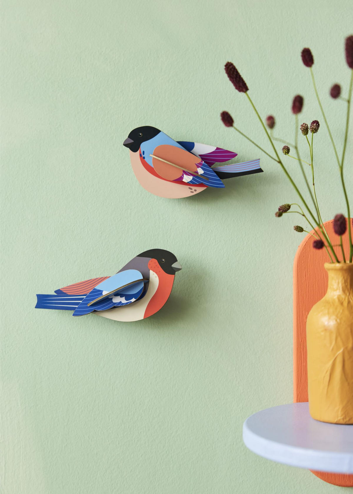 WANDDEKO Gimpel 4/7 cm - Multicolor, Wellpappe (4/7/15cm) - KUNSTLOFT