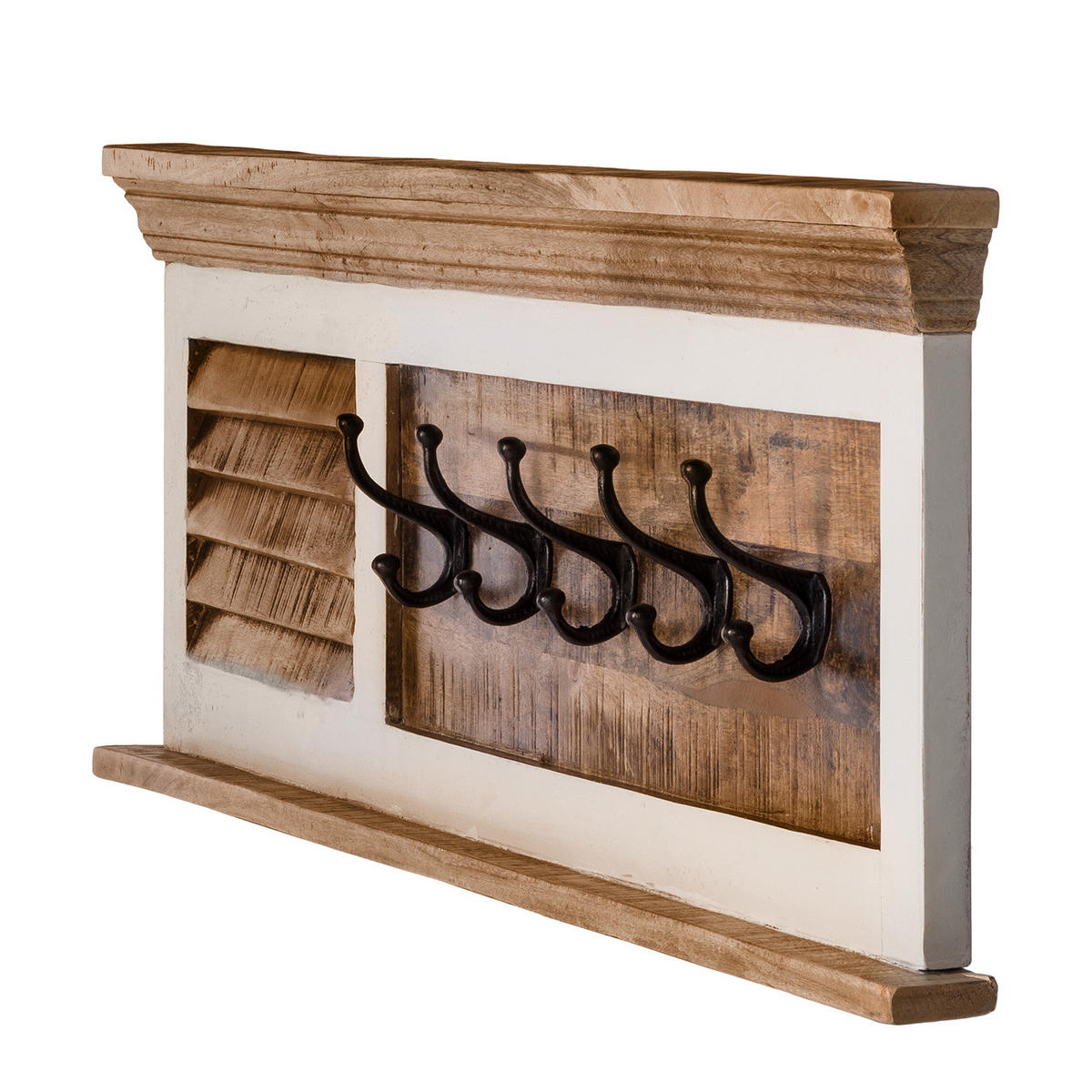 GARDEROBENLEISTE - Mango massiv - Braun/Weiß, Holz (120/40/28cm) - home24