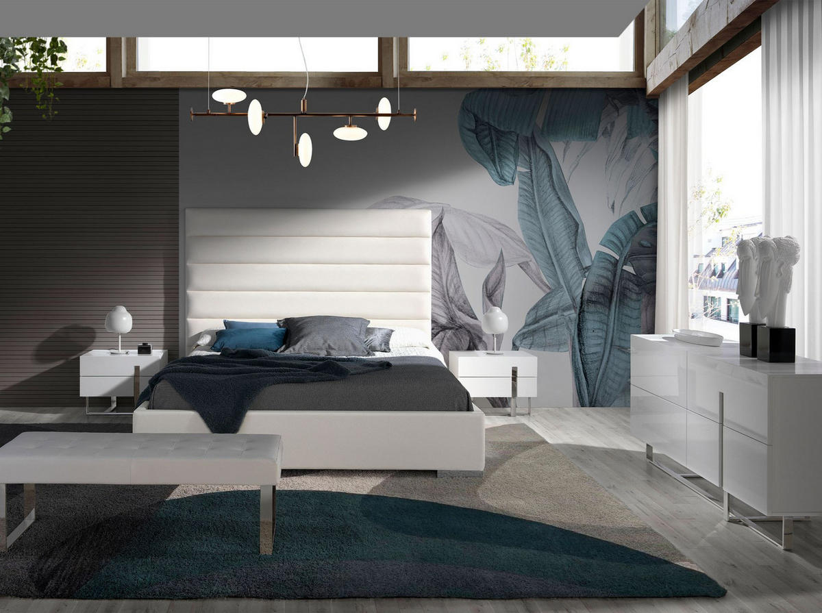 NACHTSCHRANK Nachttisch aus weißem Holz und verchromtem Stahl 60/42/45 cm - Edelstahlfarben/Weiß, Holz/Metall (60/45/42cm) - ANGEL CERDA