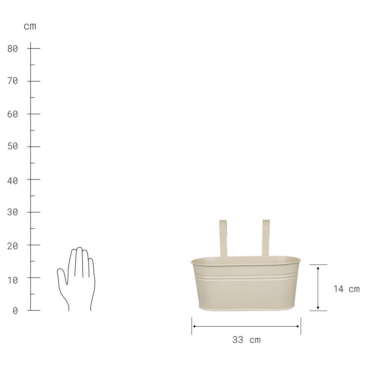 HÄNGETOPF Zinc - Beige, Metall (14cm) - Butlers