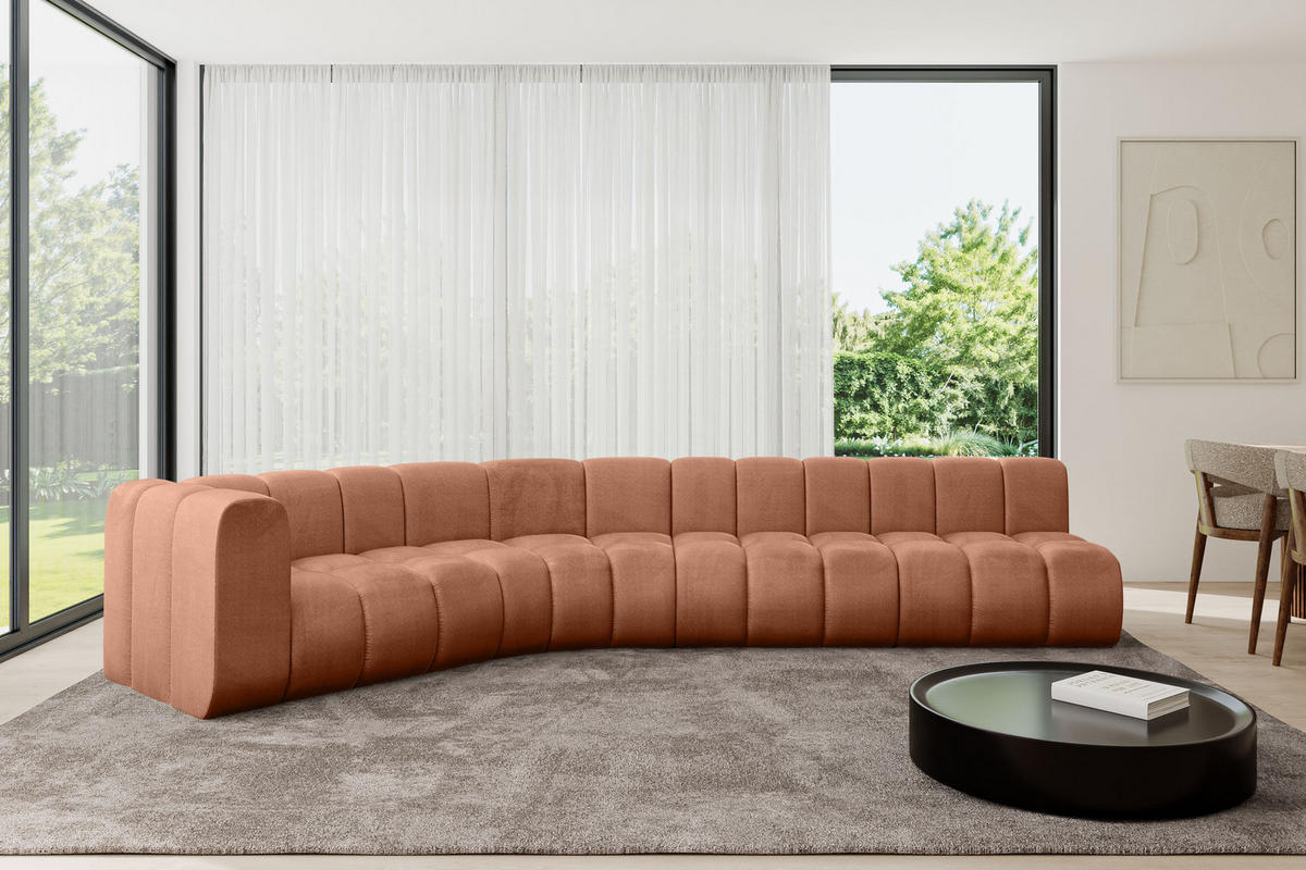 ECKSOFA modulares Sofa Karex-L2 - 399x194x70 cm Apricot - Koralle, Holzwerkstoff/Textil (399/194cm) - ALTDECOR