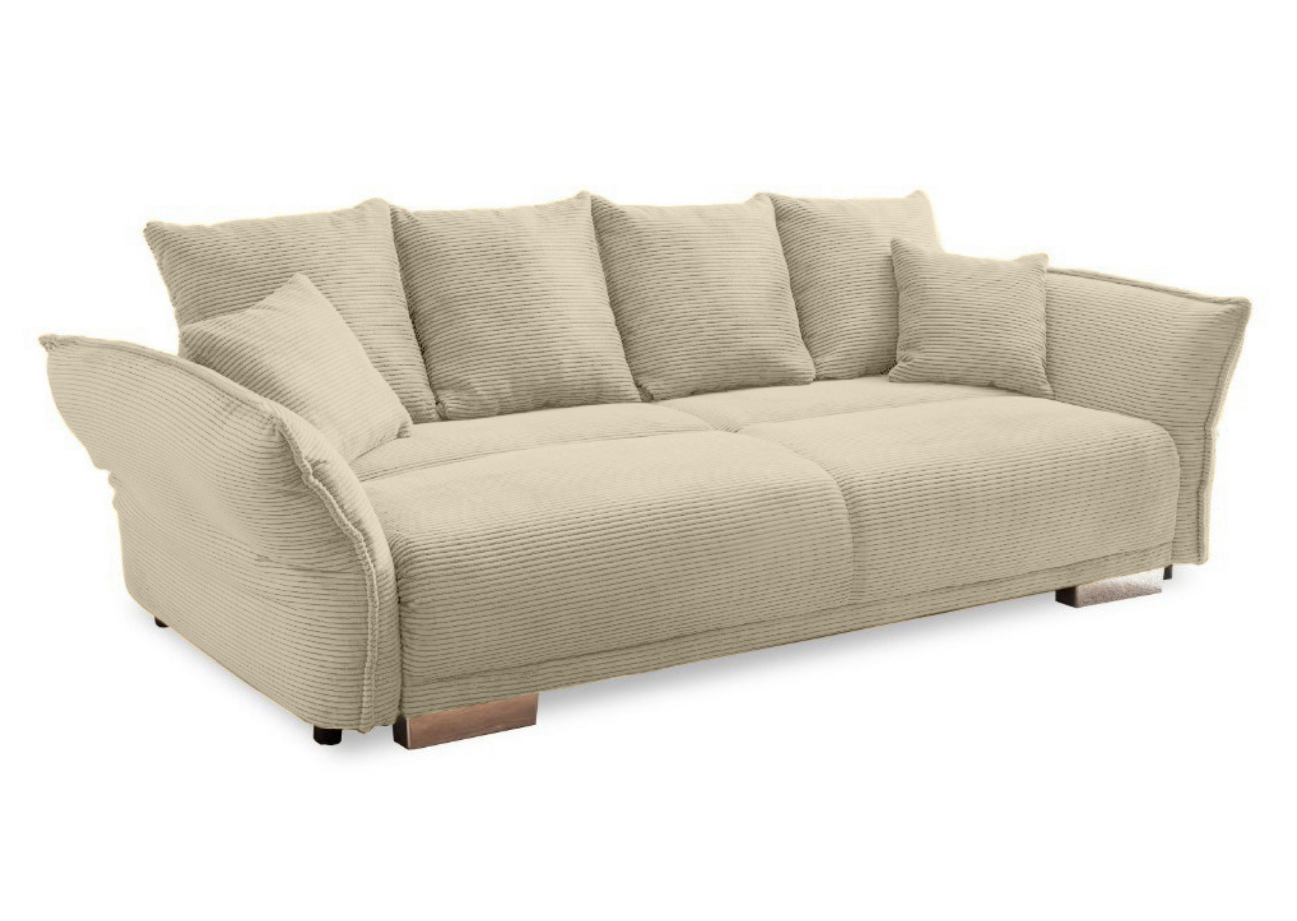 luma-home BIG-SOFA s rozkládací funkcí, úložným prostorem, pružinovým jádrem, 242 × 131 × 90 cm (Š×H×V), kordová látka v béžovo-šedé barvě / 17215