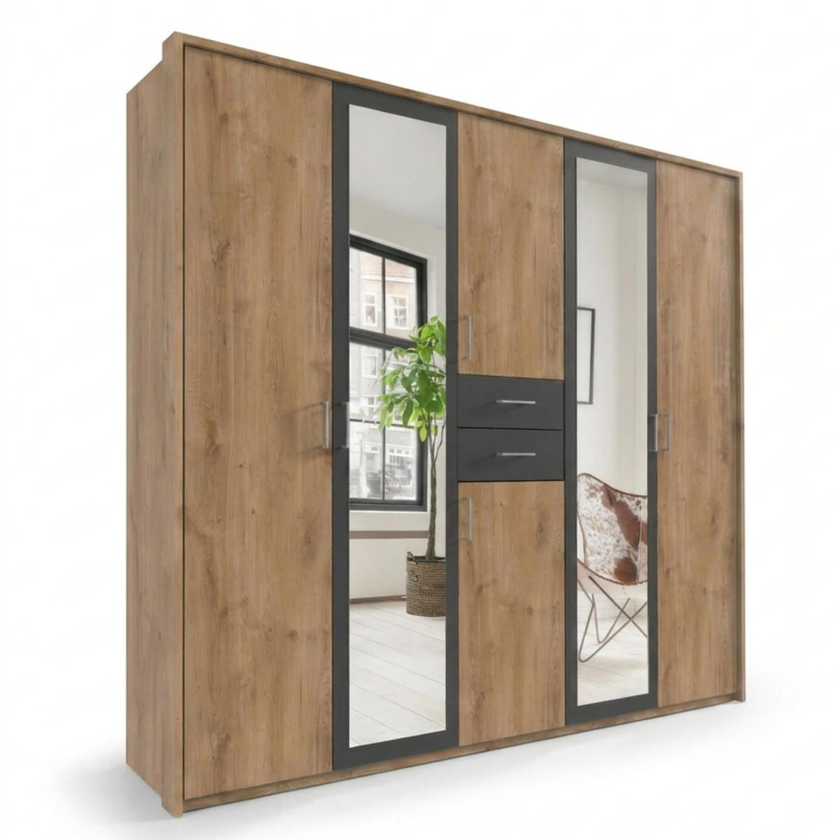 PASSEPARTOUTRAHMEN zum Kleiderschrank 22592, B228/H211/T58 cm, Abschlussrahmen in Eiche Dekor / 22592-01 - Eichefarben, Holzwerkstoff (228/211/12cm) - luma-home
