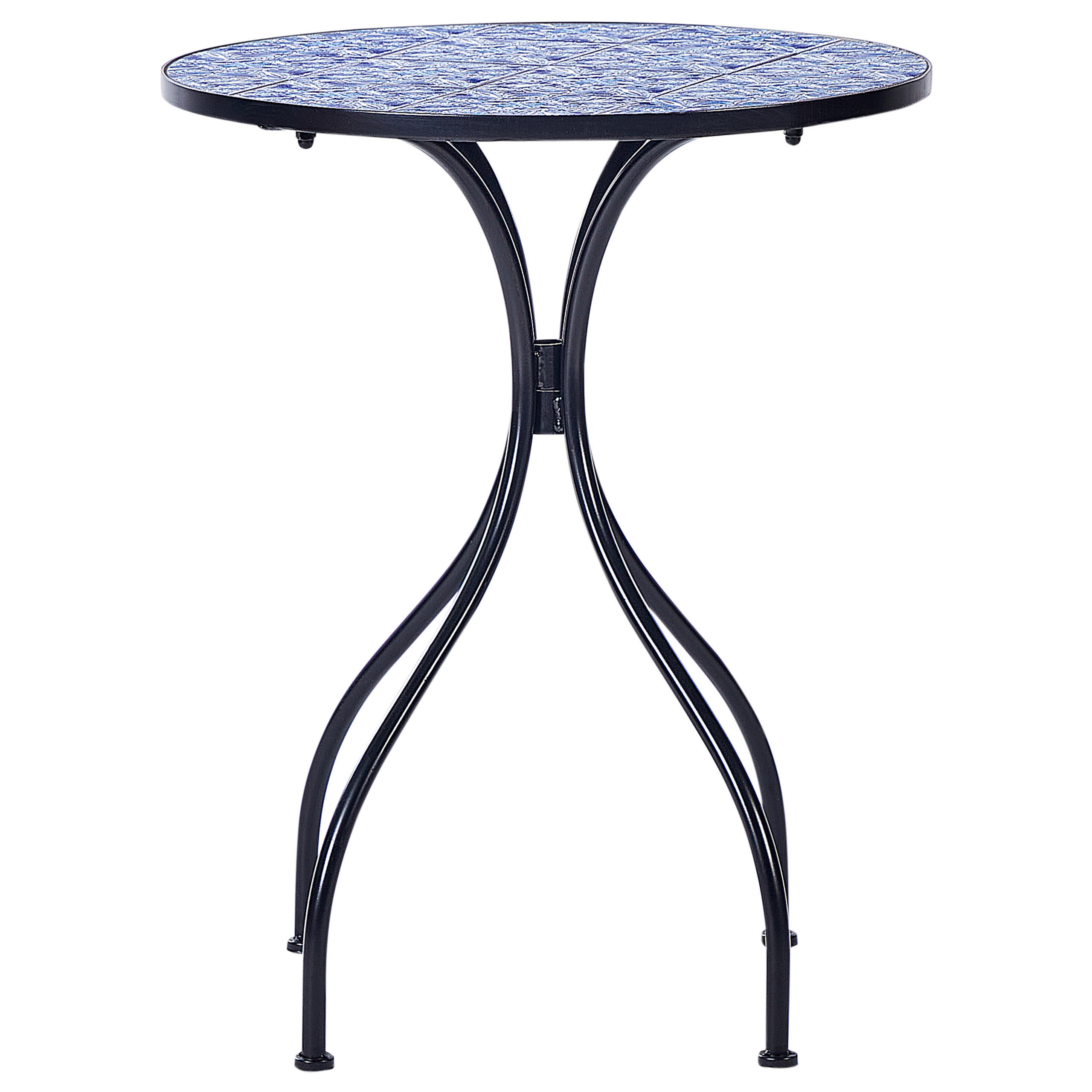 GARTENTISCH Keramik Schwarz Cigliano - Blau/Schwarz, Metall (75/60/60cm) - Beliani