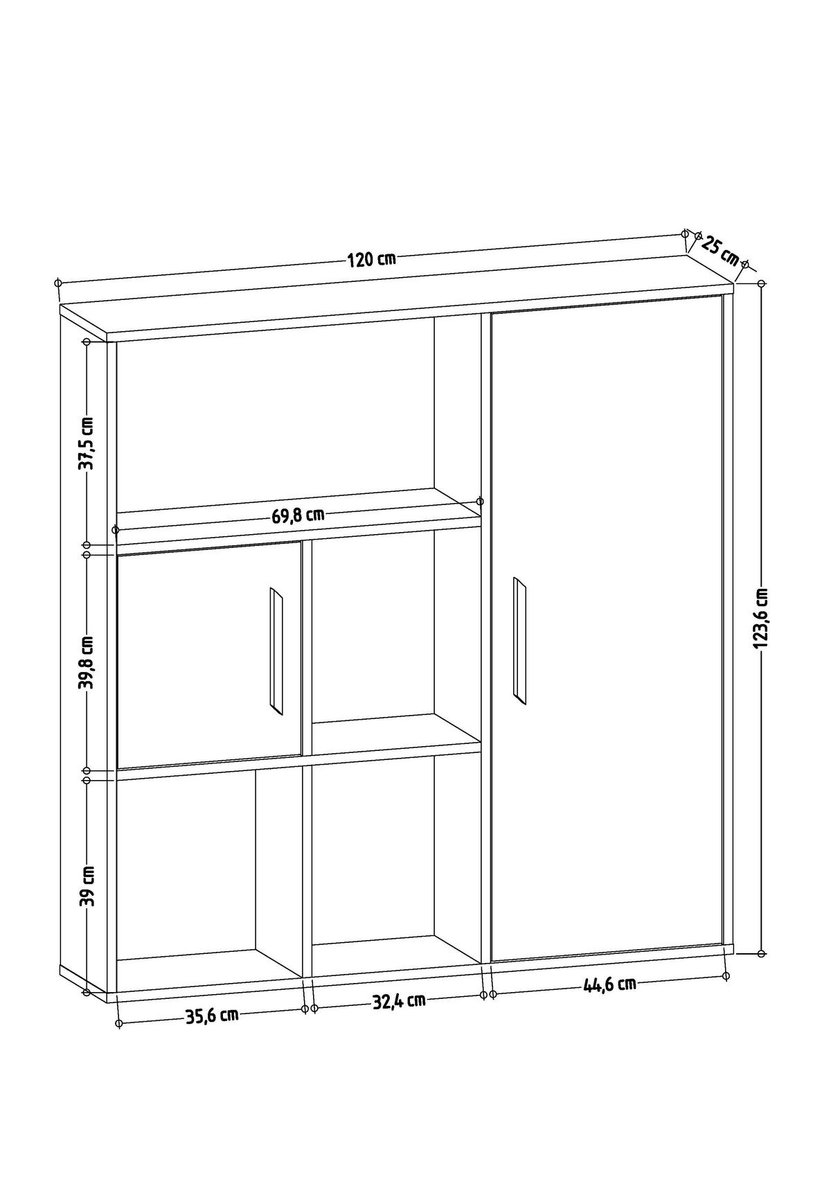 BÜCHERREGAL Ridge Eiche Anthrazit - Eichefarben/Grau, Holzwerkstoff (25/123.6/120cm) - Decorotika