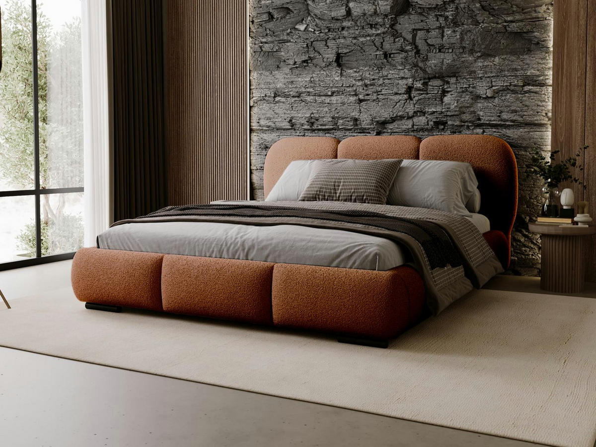 POLSTERBETT boucle 180x200 Kupfer - Kupferfarben, Holzwerkstoff (180/200cm) - Compleo24