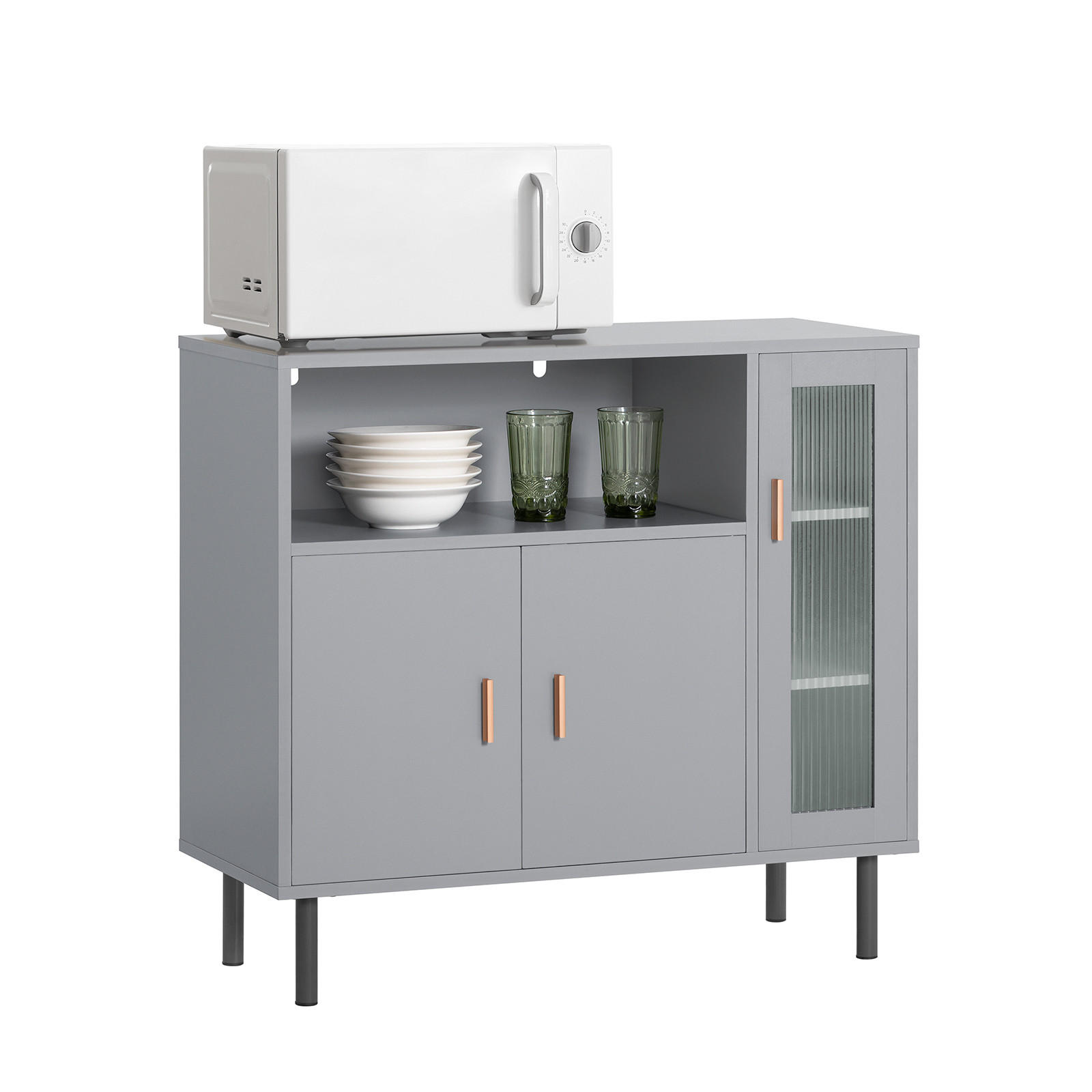 MIKROWELLENSCHRANK Grau - Grau, Glas/Holzwerkstoff (80/75/35cm) - SoBuy