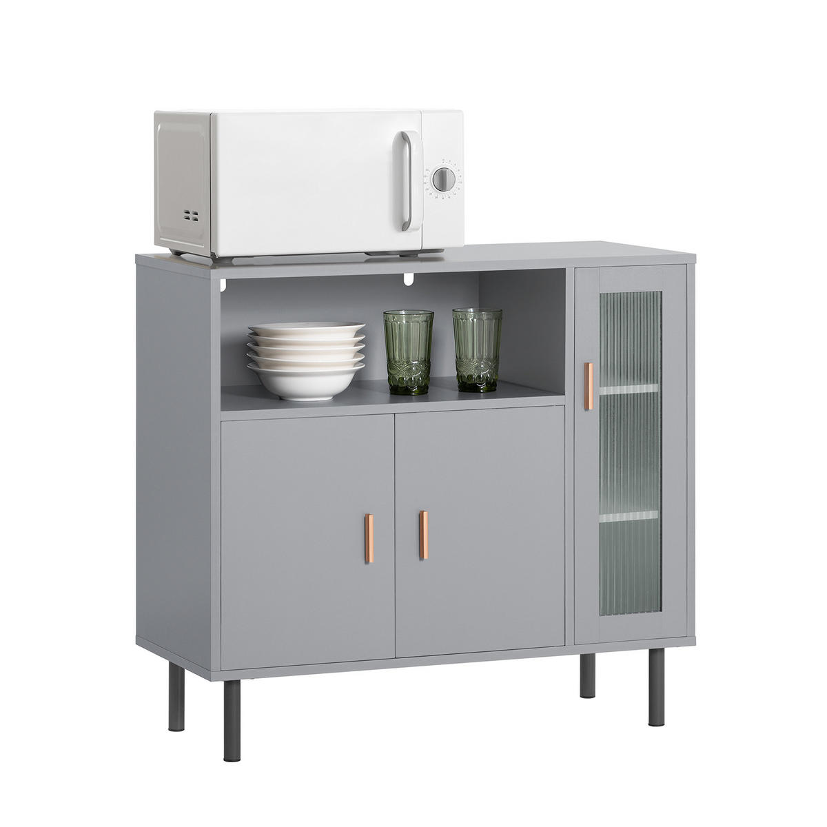 MIKROWELLENSCHRANK Grau - Grau, Glas/Holzwerkstoff (80/75/35cm) - SoBuy