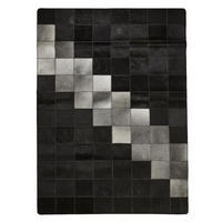 TEPPICH Patchwork Kuhfell Diagonalstreifen handgefertigt 80/120 cm - Schwarz/Grau, Fell (80/120cm) - Provellus