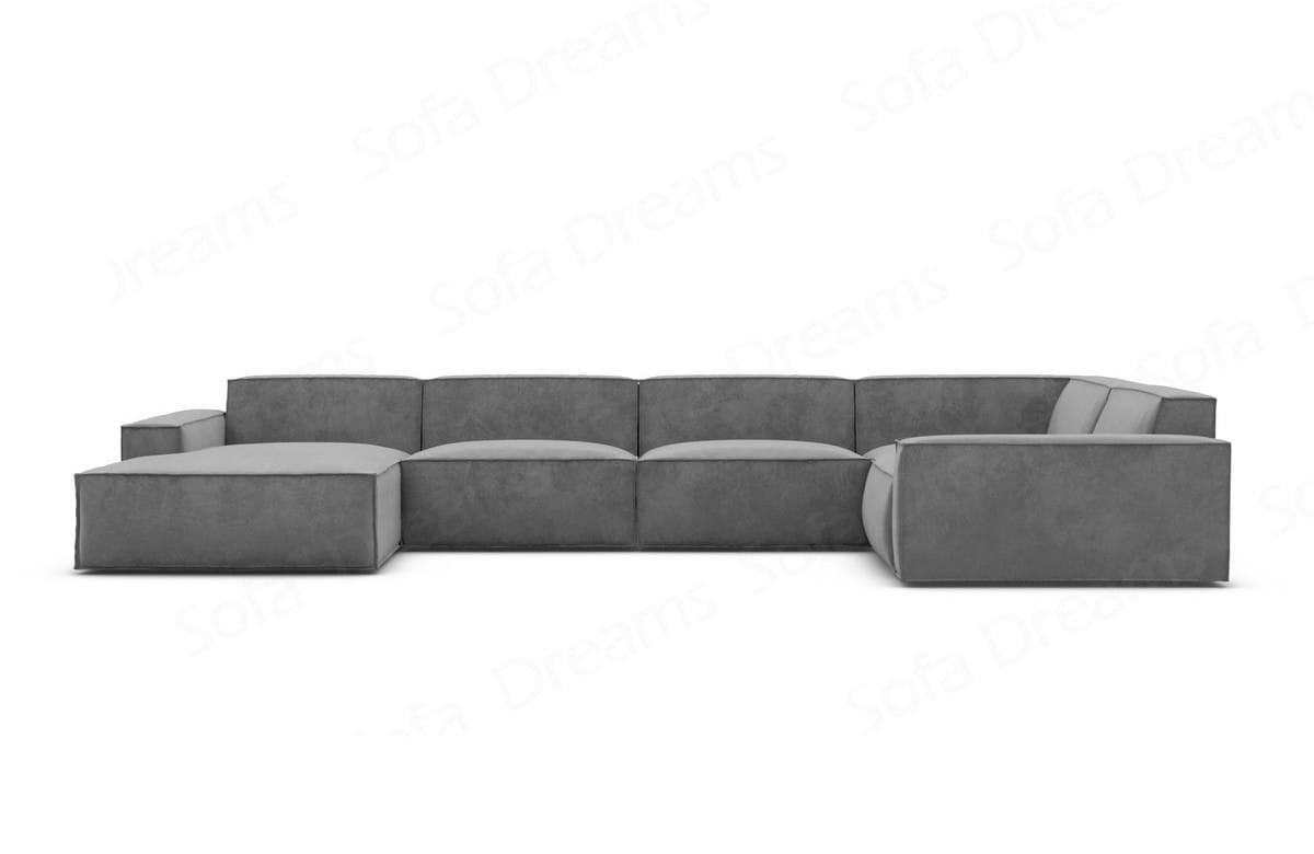 WOHNLANDSCHAFT Beluga Dunkelgrau Samtstoff - Dunkelgrau, Kunststoff (313/73/181cm)