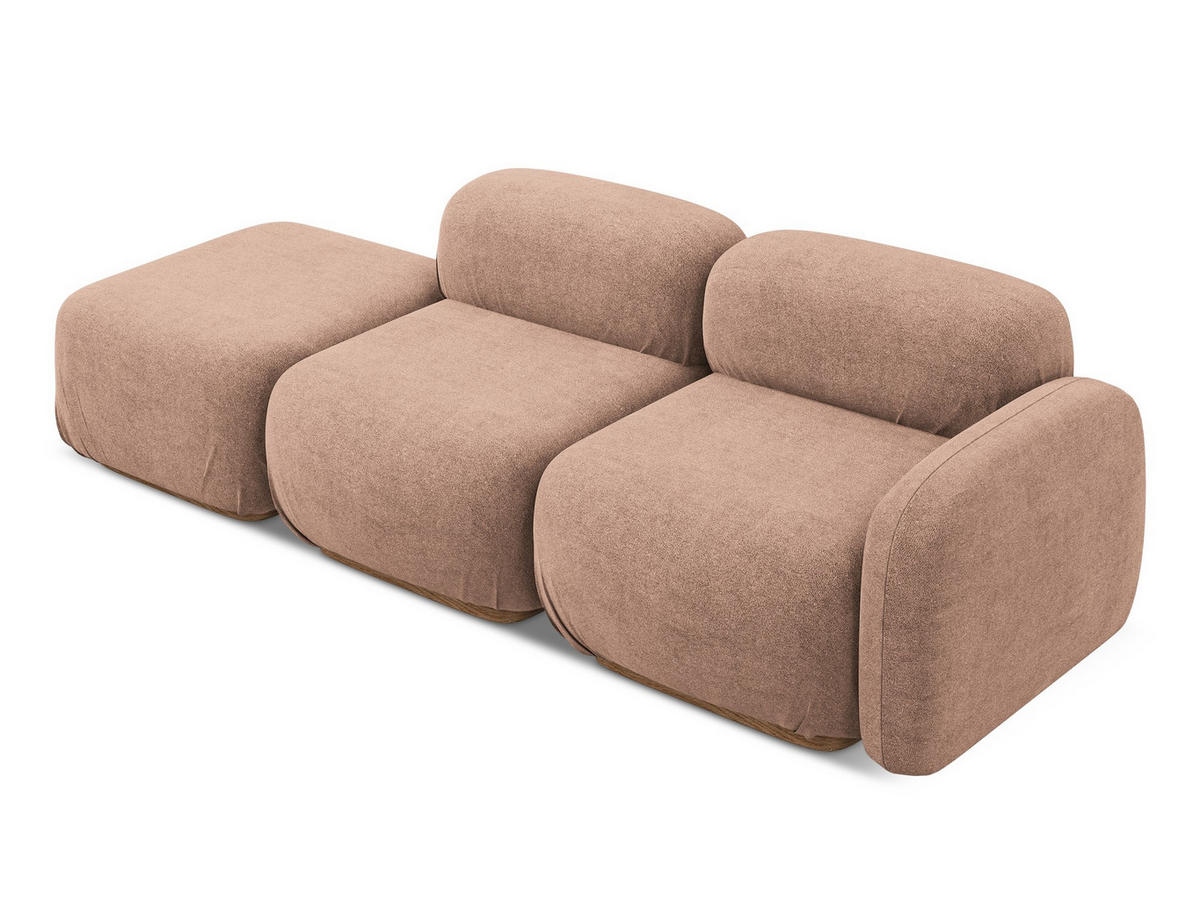 3-SITZER SOFA Bouclé Stoff Pink - Pink/Hellrosa, Holz/Textil (258/73/95cm) - Makamii