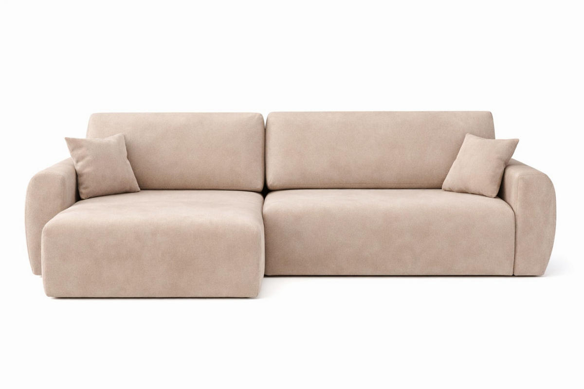 ECKSOFA Mit Schlaffunktion, Ariel XL, Velours, Stoff Salvador, Beige, Links - Beige, Holz (280/142cm) - Kaiser Möbel
