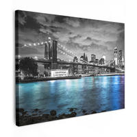 LEINWANDBILD New York - Skyline - Stadt - Blau Wandbilder 80x60 cm - Blaugrau, Textil (80/60cm) - MuchoWow