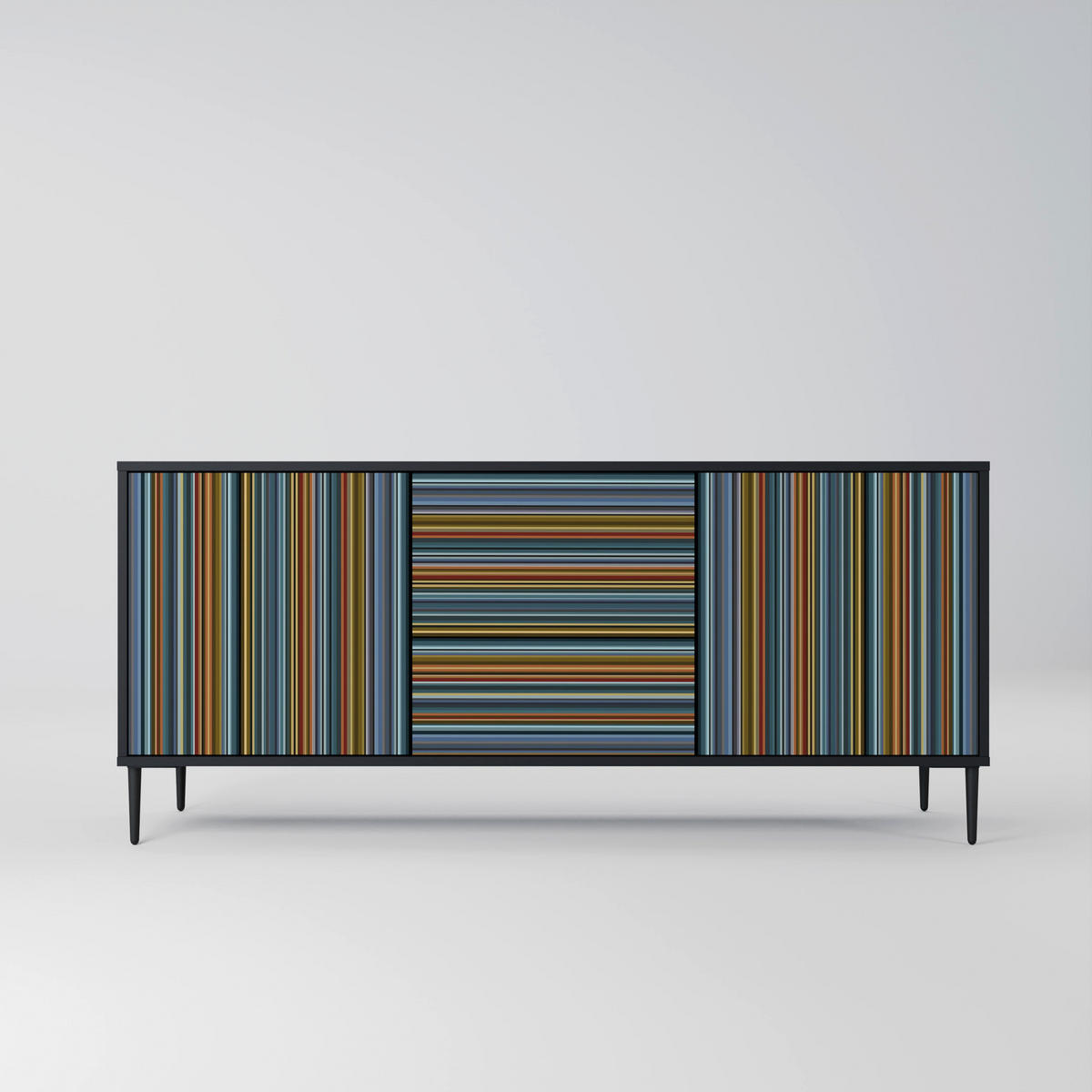 SIDEBOARD LINEOUT SPECTRUM, Eicheneffekt, 164,5x42x77,5 cm, 3 Türen - Eichefarben/Buchefarben, Holzwerkstoff/Buchenholz (164.5/77.5/42cm) - SpaceRebels