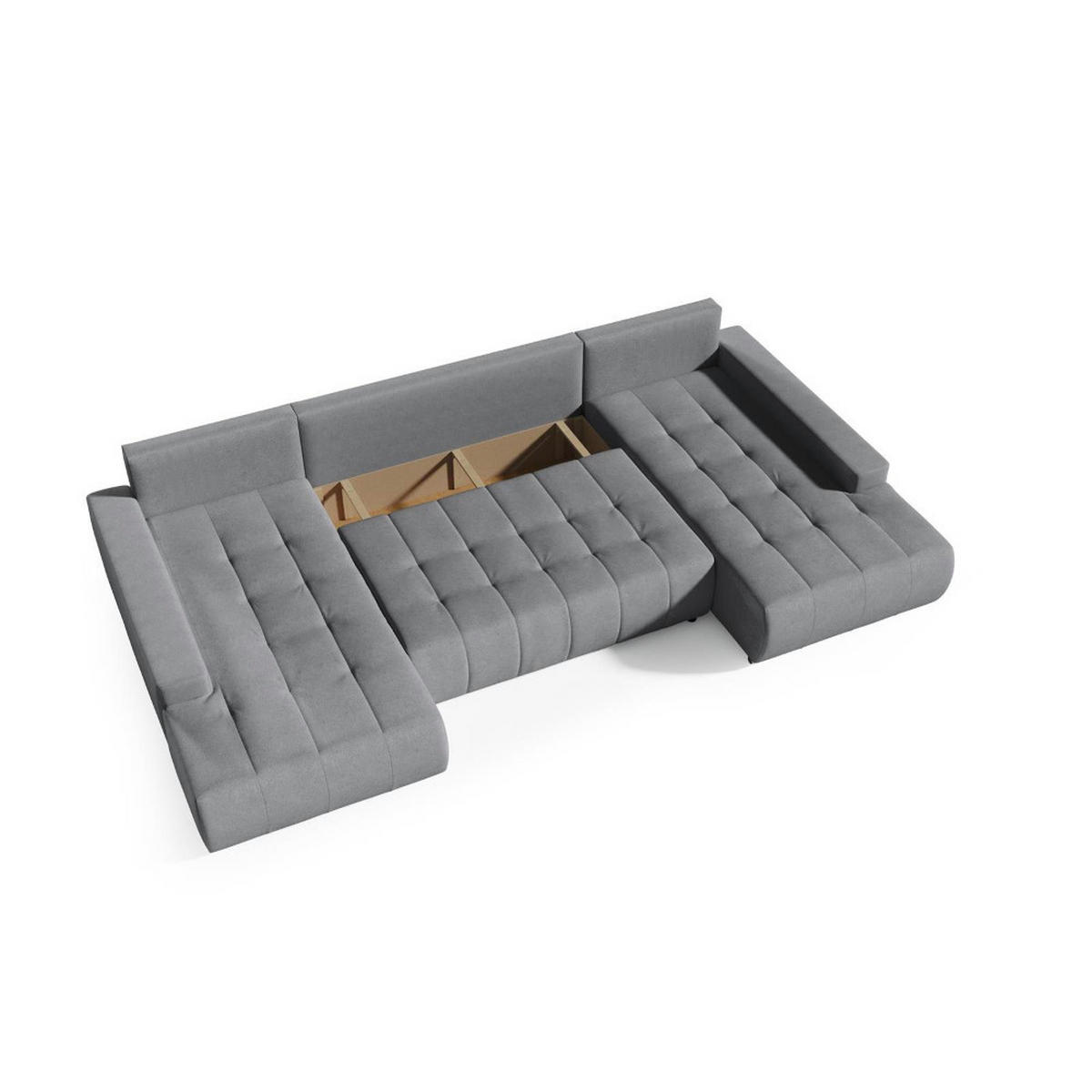WOHNLANDSCHAFT Draco U Grau - Silberfarben/Hellgrau, Textil/Metall (350/85/185cm) - Beautysofa