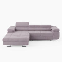 ECKSOFA VEMO CORE Links Hellrosa Velours-Stoff mit Schlaffunktion und Bettkasten - Pink, Holz/Metall (280/205cm) - Barchello