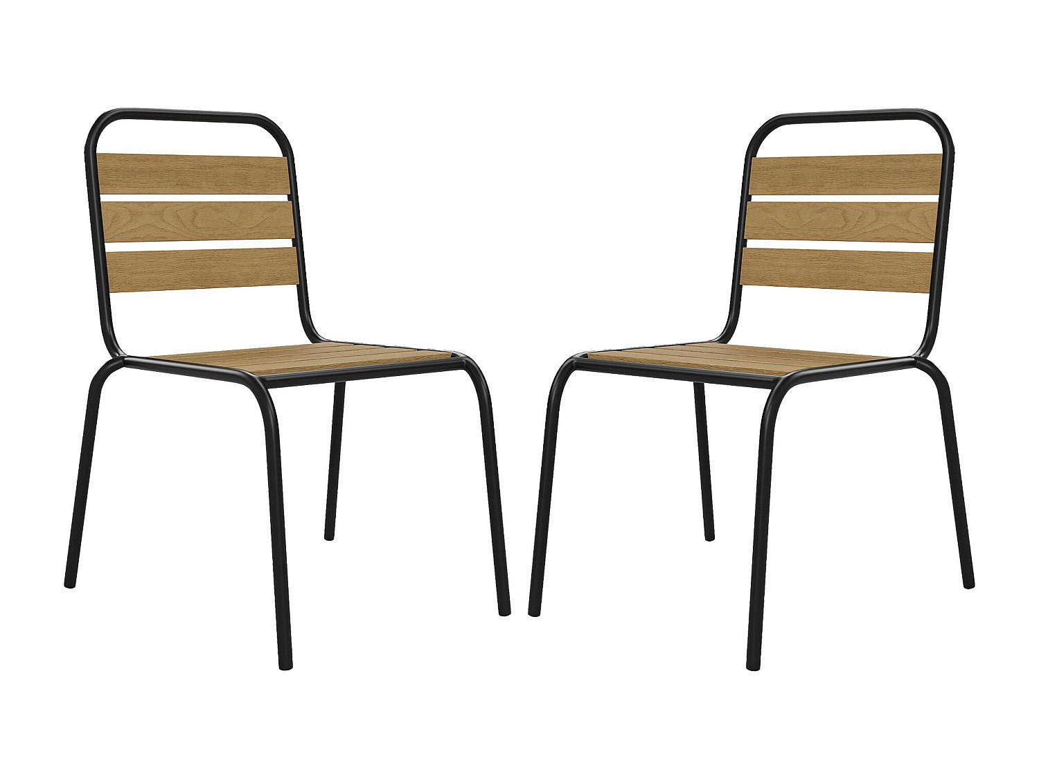 2-TEILIGES Gartenstuhl-Set - 51 x 59,5 cm - Metall - Schwarz - Lylios - Schwarz, Metall (51/80/59.5cm) - Vente-Unique