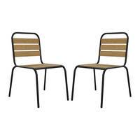 2-TEILIGES Gartenstuhl-Set - 51 x 59,5 cm - Metall - Schwarz - Lylios - Schwarz, Metall (51/80/59.5cm) - Vente-Unique