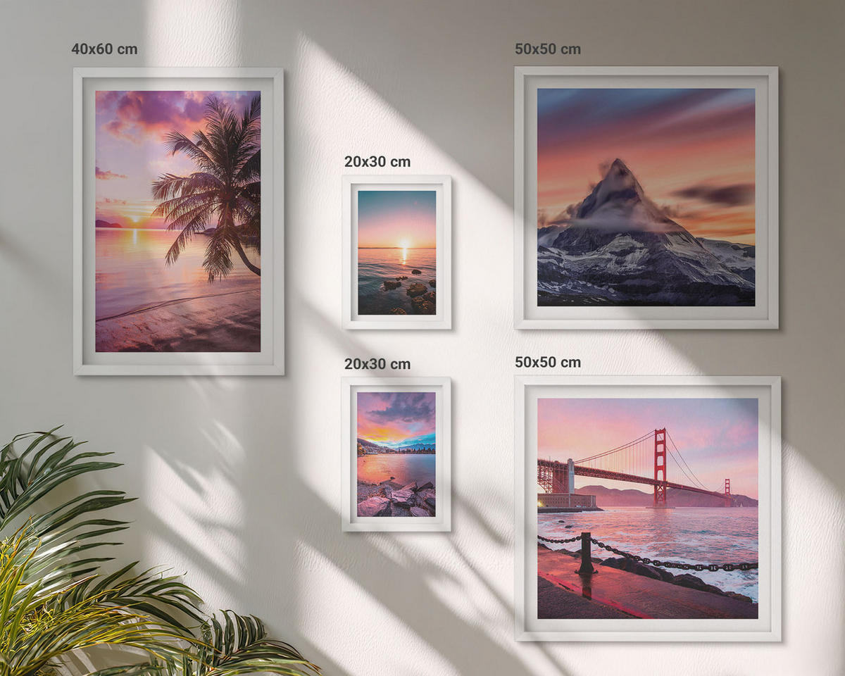 WANDBILDER 5er-Set - 50x50 cm & 20x30 cm & 40x60 cm Weißer Rahmen - Rosen, Champagner, Marmor, Pastell - Weiß, Kunststoff (40/60cm) - ArtPrintCave