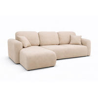 ECKSOFA Mit Schlaffunktion Und Bettkasten, Sofa L-Form Bingo L, Veloursstoff Salvador, Beige, Links - Beige, Holz (250/142cm) - Kaiser Möbel