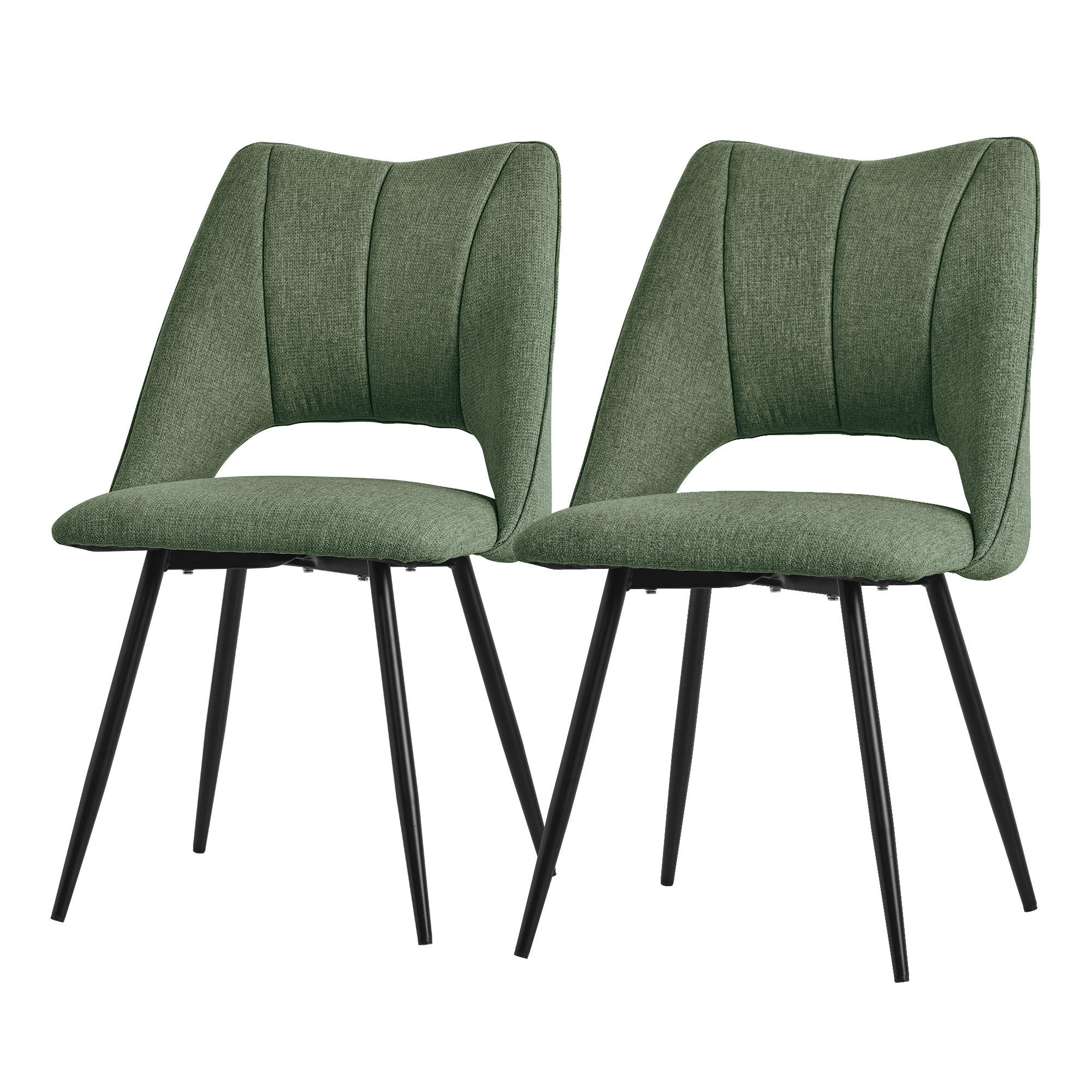 ML-DESIGN JÍDELNÍ ŽIDLE, SADA 2 KS, zelený látkový potah