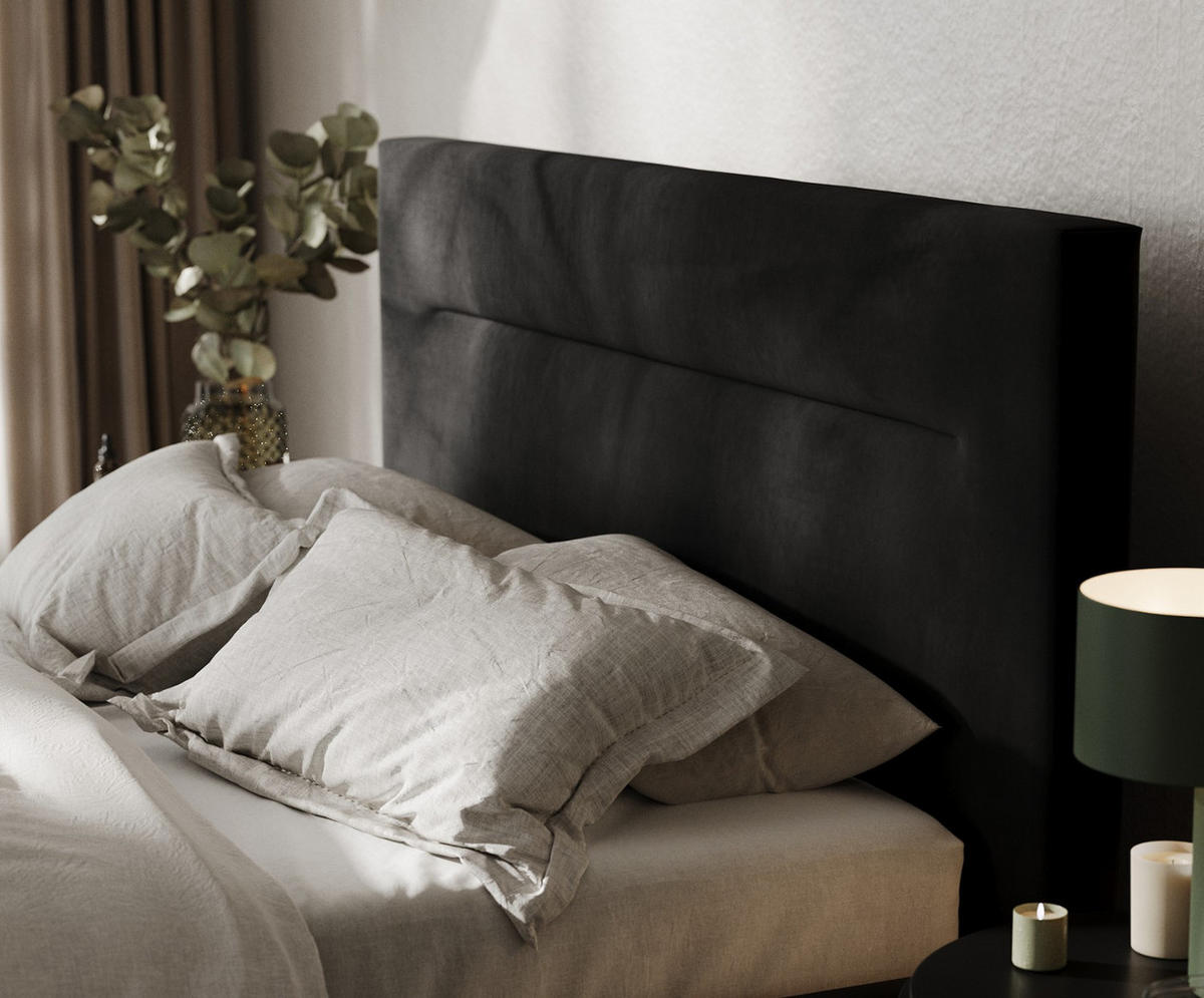 POLSTERBETT Liline 140/200 cm Schwarz im Kronos Stoff - Schwarz/Naturfarben, Holz/Holzwerkstoff (140/200cm) - AltaBeds