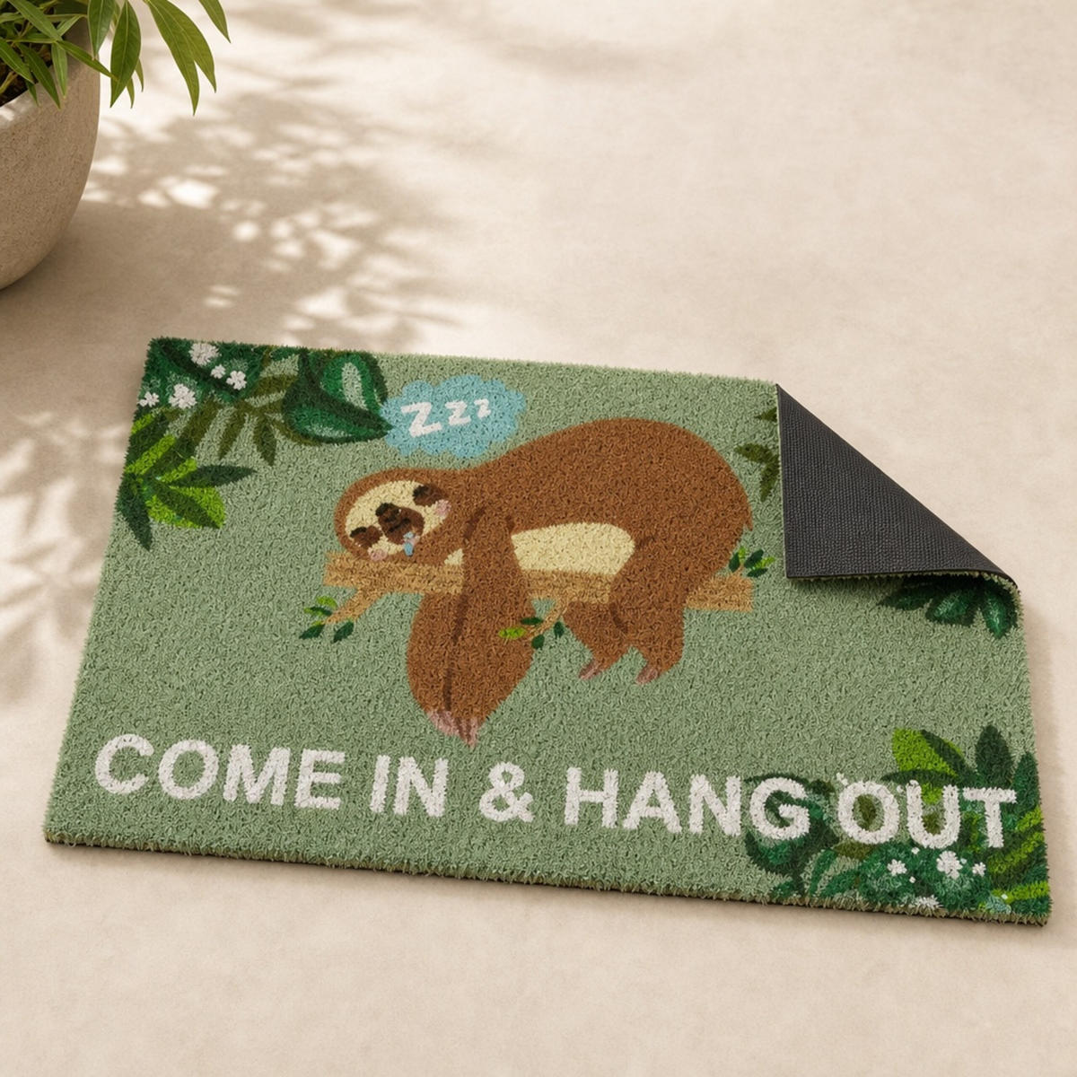 ROHOŽKA Hnědá Zelená Bílá kokosové vlákno lenochod 60x40 cm - různobarevná, textil/plast (60/40cm) - Relaxdays