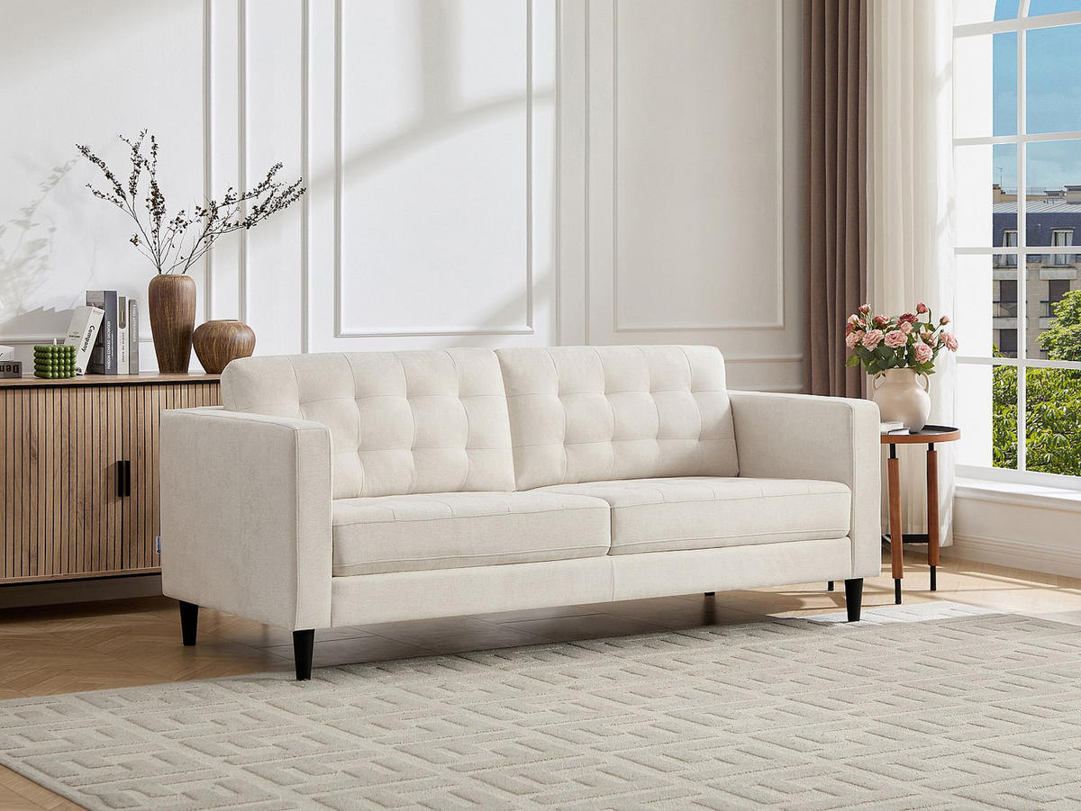 SOFA - 3 Personen - stoff - beige Dibalu - Beige, Textil (200/84/87cm) - Vente-Unique