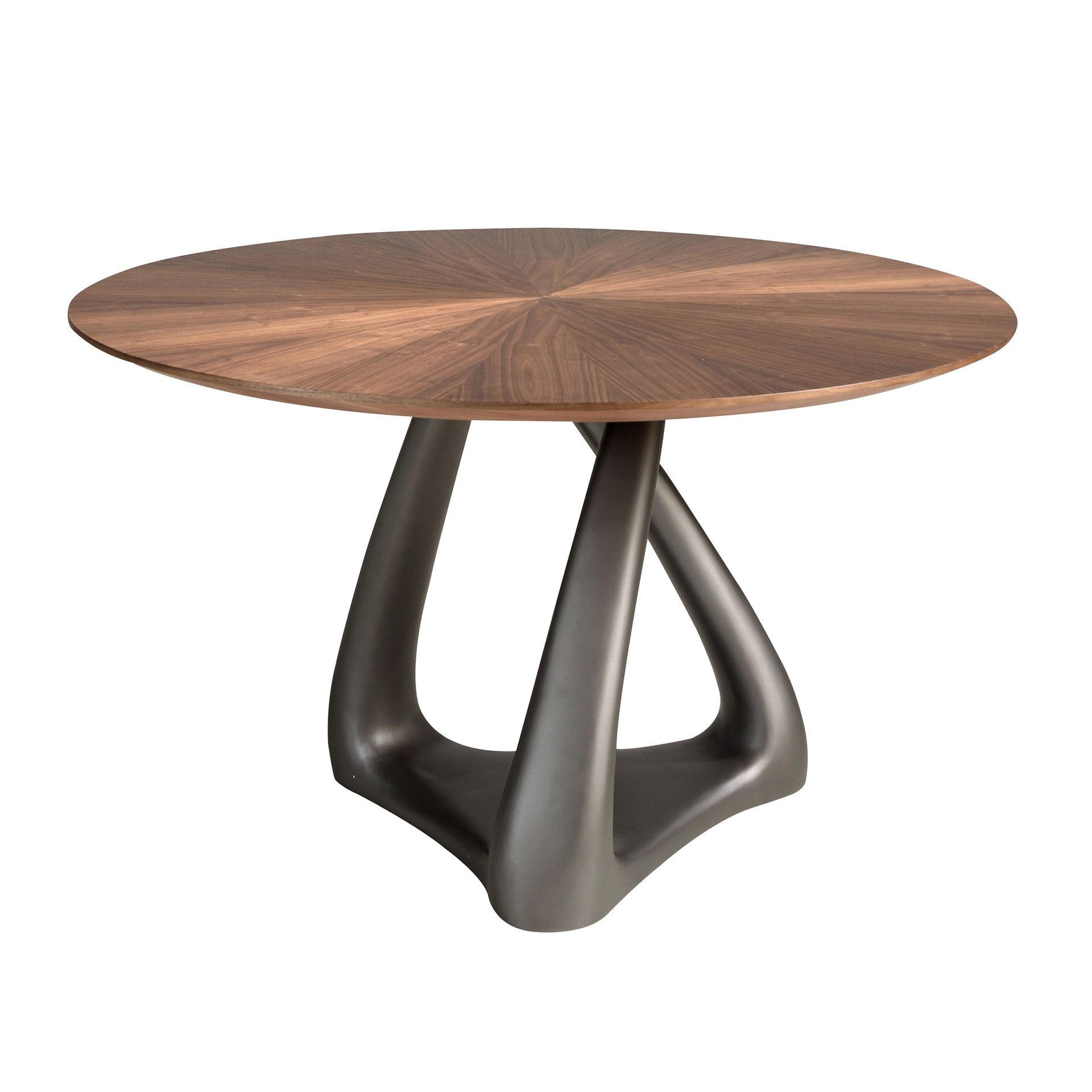 ESSTISCH Runder aus Nussbaum, dunkelgrauem Fiberglas und Metall Ø135/75 cm - Dunkelgrau/Nussbaumfarben, Holz/Naturmaterialen (135/135/75cm) - ANGEL CERDA