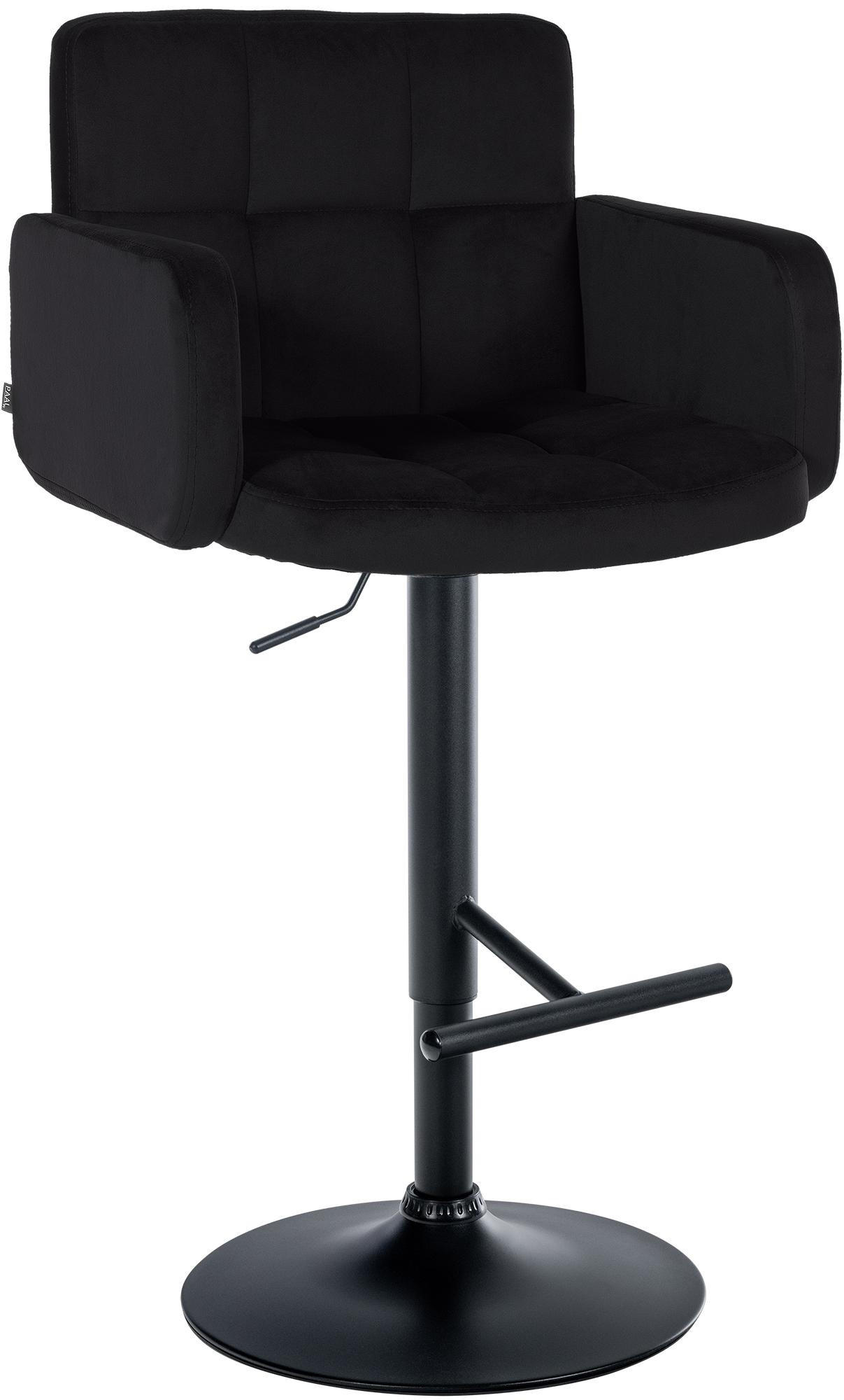 BARHOCKER Samt Schwarz - Schwarz, Textil/Metall (60/93/56cm) - CLP