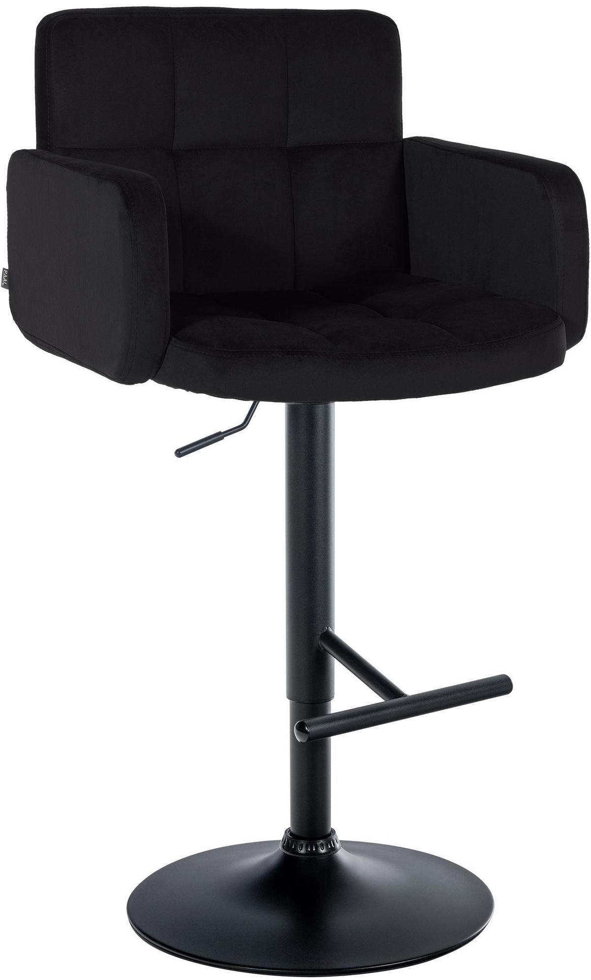 BARHOCKER Samt Schwarz - Schwarz, Textil/Metall (60/93/56cm) - CLP