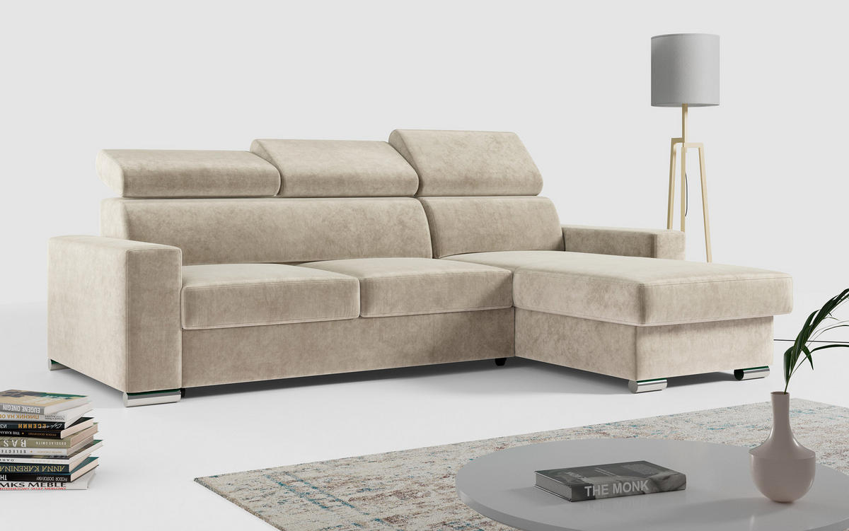 ECKSOFA FOX-L Beige - Beige/Silberfarben, Kunststoff/Textil (242/168cm) - MKS