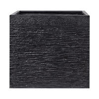 BLUMENTOPF schwarz quadratisch 50/50/46 cm Paros - Schwarz, Naturmaterialien (46cm) - Beliani