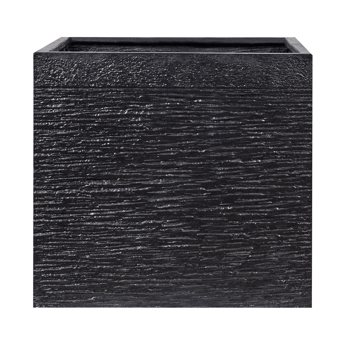 BLUMENTOPF schwarz quadratisch 50/50/46 cm Paros - Schwarz, Naturmaterialien (46cm) - Beliani