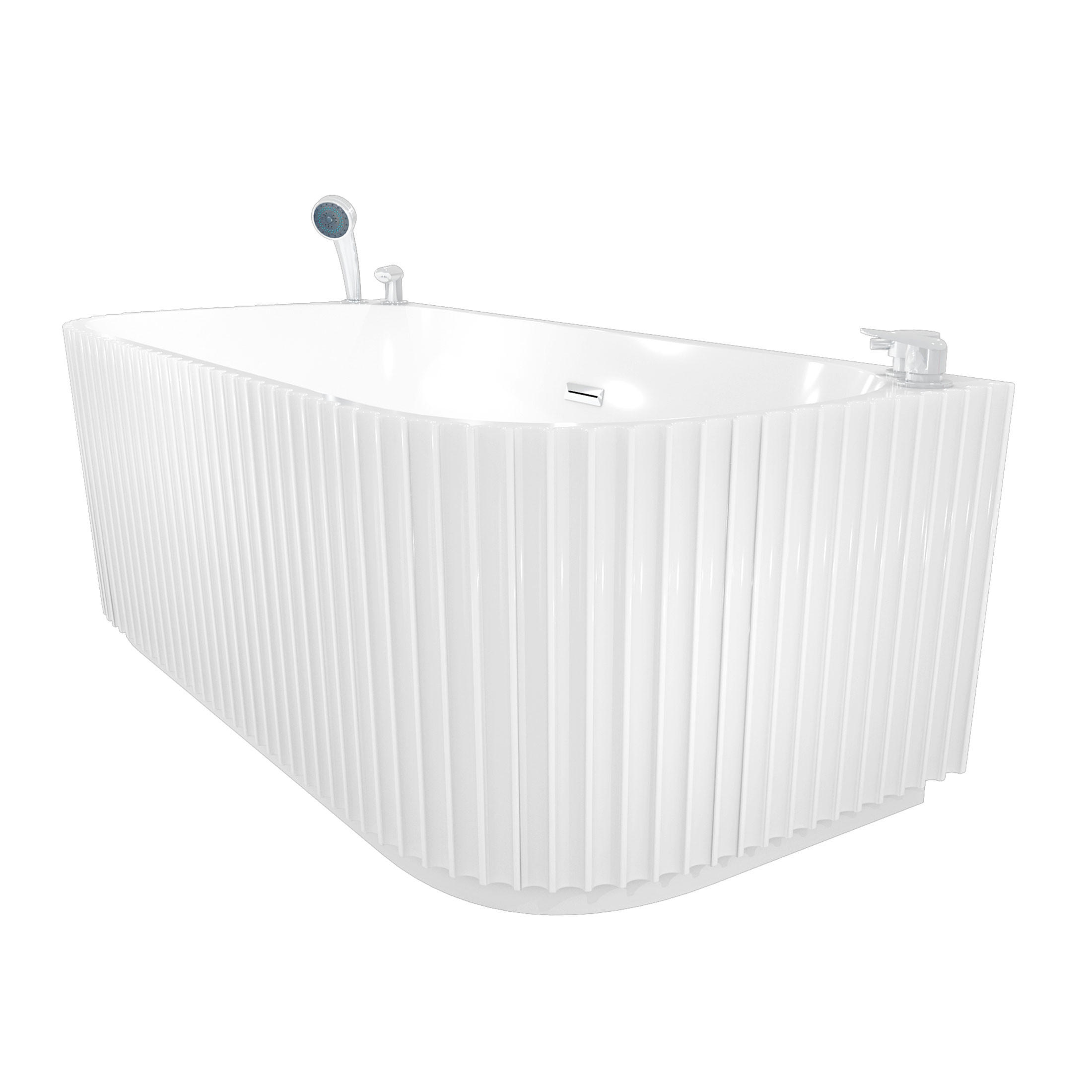 FREISTEHENDE Badewanne Wanne F07 170x80cm Komfort-Armatur - Weiß, Glas/Kunststoff (80/58/170cm) - AcquaVapore by Sandra Jentho