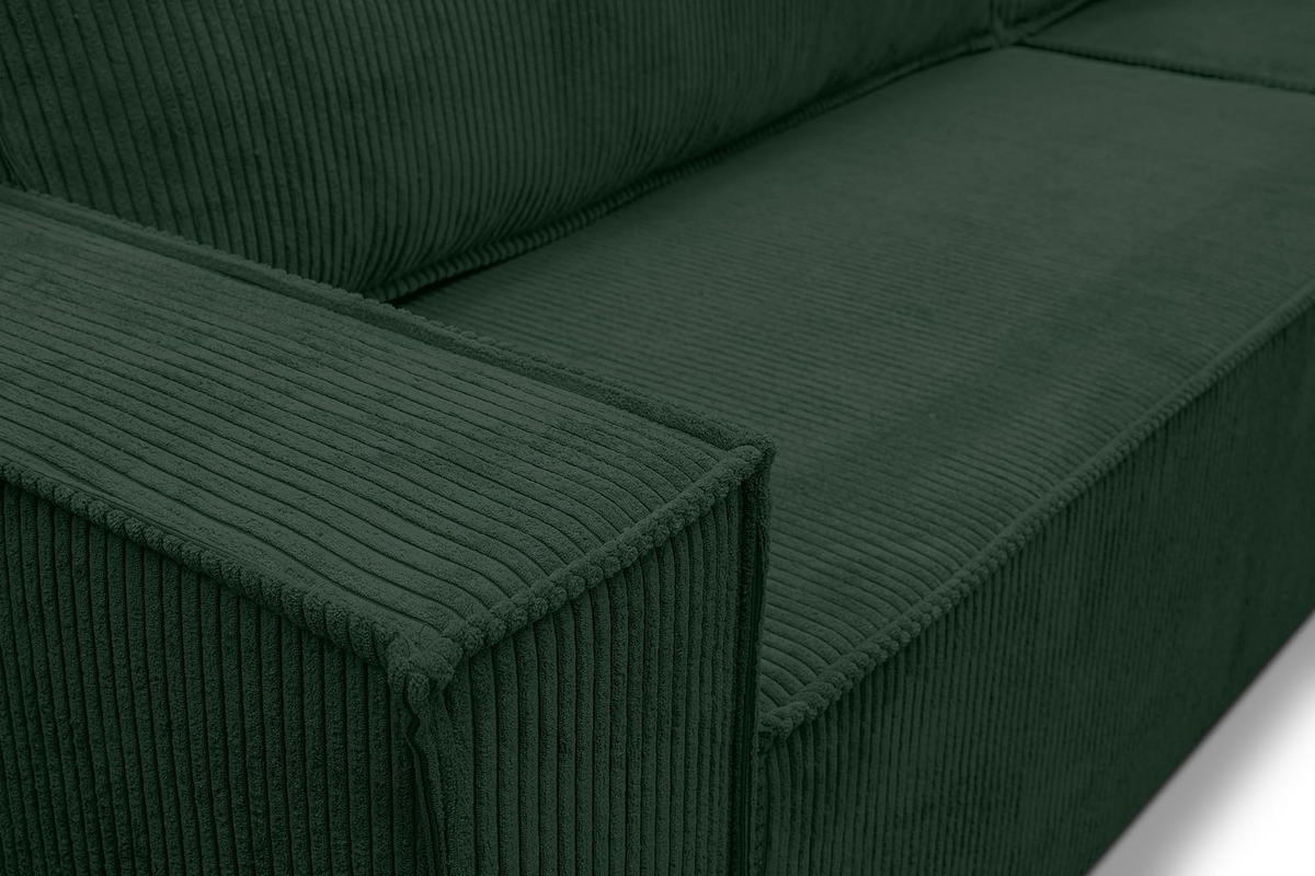 ECKSOFA HUGO XL Schlaffunktion und Bettkasten Cord-Stoff (Grün) - Grün, Textil (274/142cm) - VENASI MÖBEL
