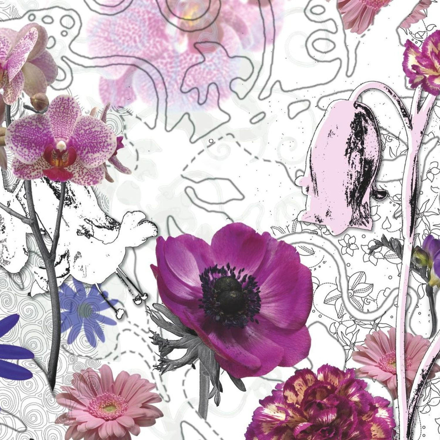 FOTOTAPETE Blumen 368 x 254 cm - Lila, Papier (368/254cm) - Sanders & Sanders