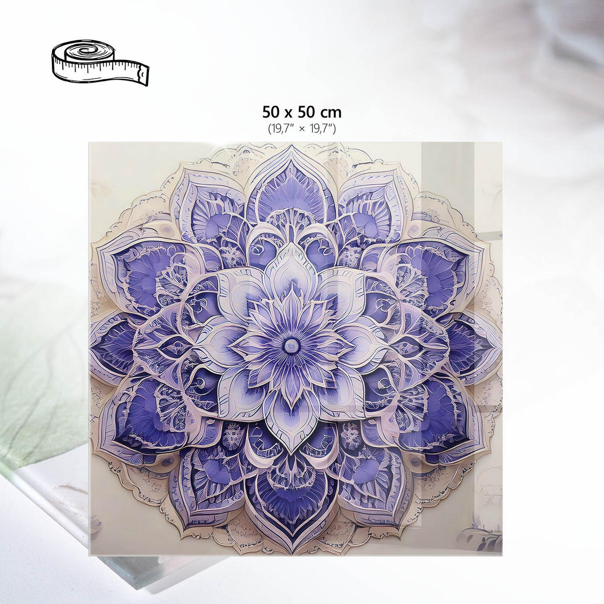 TISCHPLATTE 50x50 cm – Lila Mandala - Weiß, Glas (0.4/50/50cm) - Wallfluent