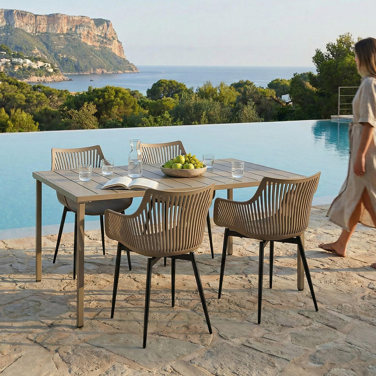 GARTENMÖBEL SET VIOLETTA - Champagner, Metall - IDIMEX