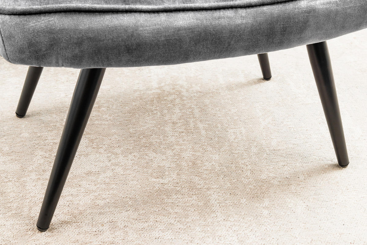 HOCKER SCANDINAVIA Samt Grau 60 cm - Schwarz/Grau, Textil/Metall (60/39/40cm) - riess-ambiente