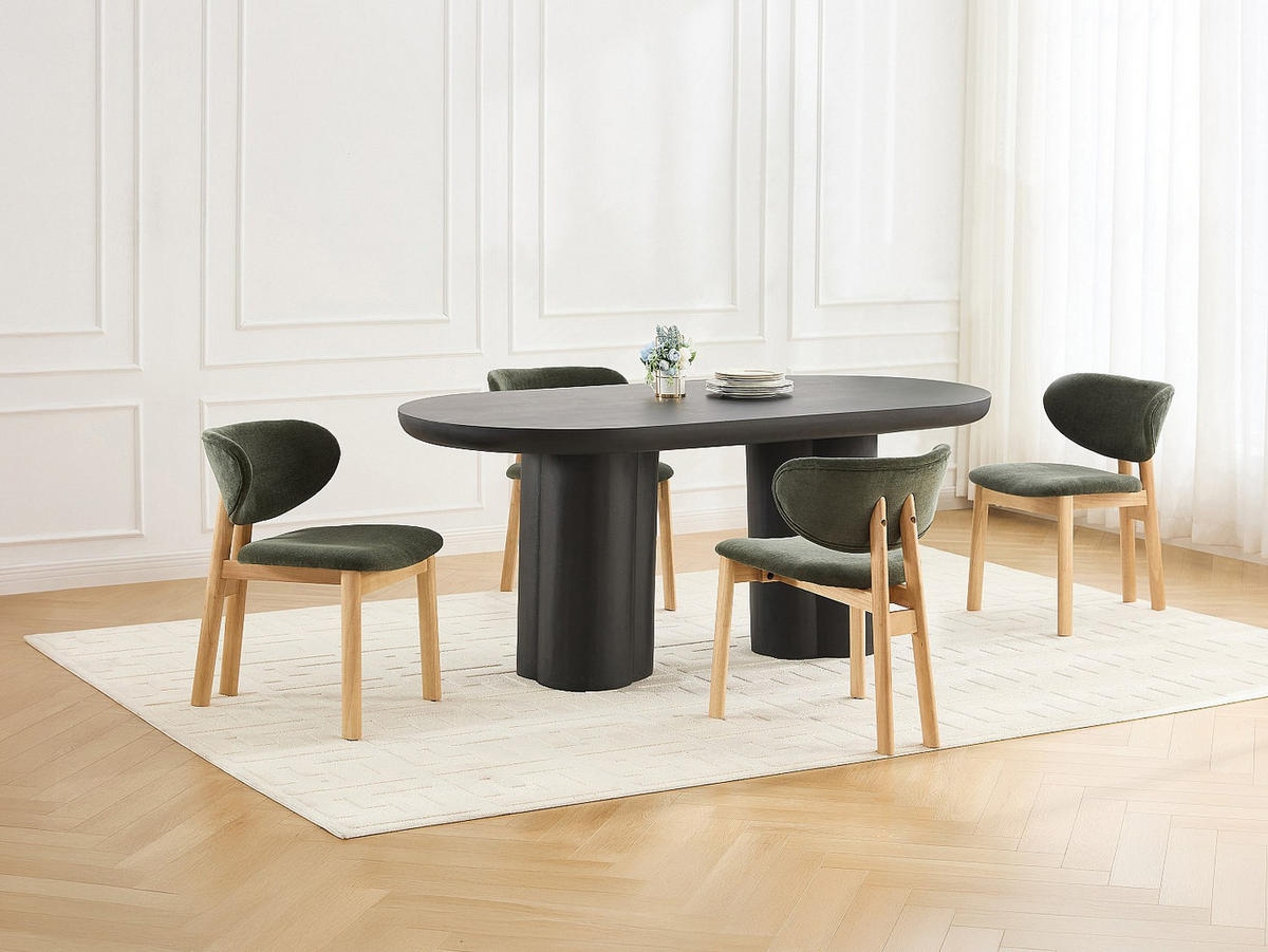 6ER-SET Stühle - Stoff & Kautschukholz - Grün - FALDRA - Grün, Textil (61.5/76/50cm) - Vente-Unique