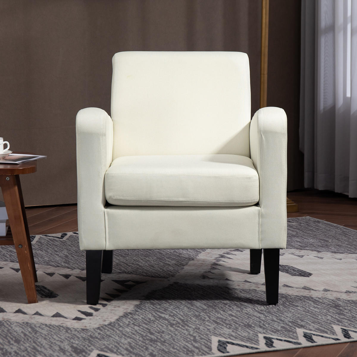 SESSEL mit Rückenlehne, abgerundeten Armlehnen Gepolstert Loungesessel Cremeweiß - Beige, Textil (72/74/66cm) - HOMCOM