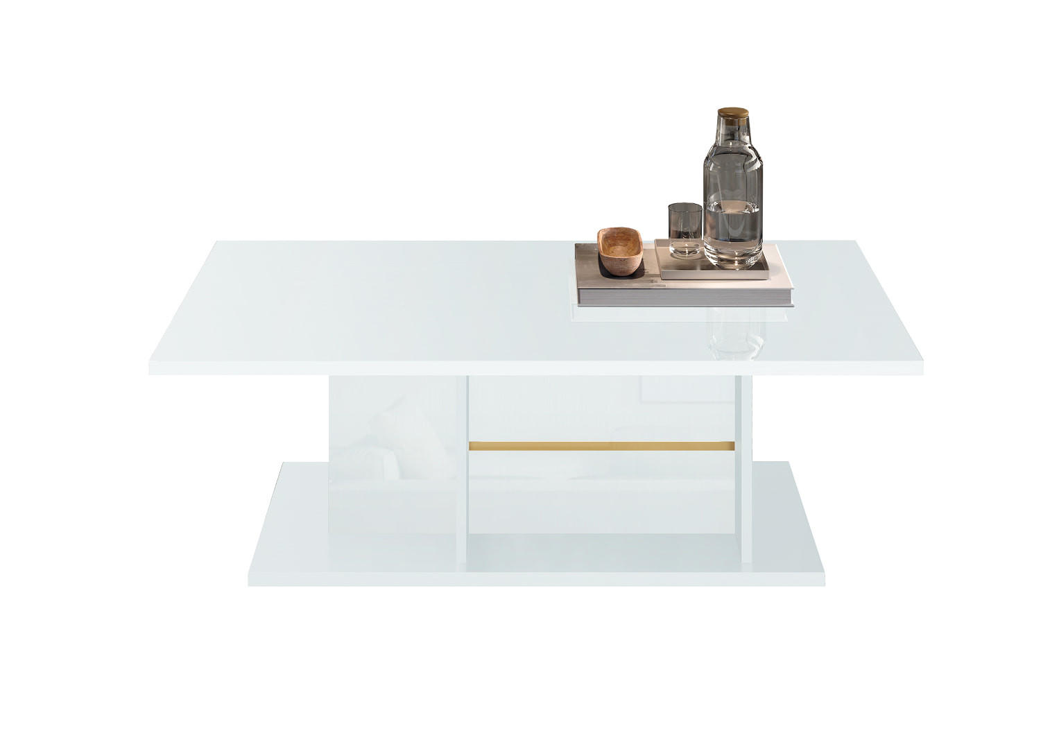Interdesign24 Couchtisch Weiß Hochglanz, Gold 130x44x70 cm