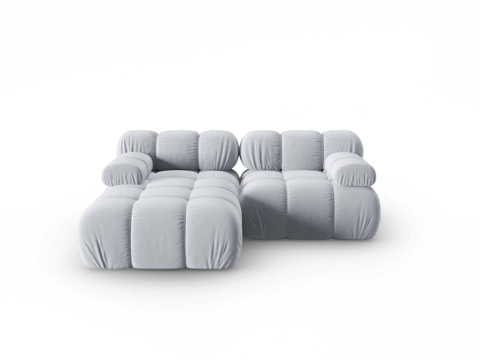 MODULARES-ECKSOFA links Bellis aus Samt hellblau 3 Sitzplätze - Hellblau, Textil (157/191cm) - Micadoni