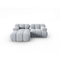 MODULARES-ECKSOFA links Bellis aus Samt hellblau 3 Sitzplätze - Hellblau, Textil (157/191cm) - Micadoni