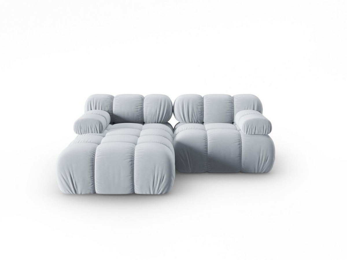 MODULARES-ECKSOFA links Bellis aus Samt hellblau 3 Sitzplätze - Hellblau, Textil (157/191cm) - Micadoni