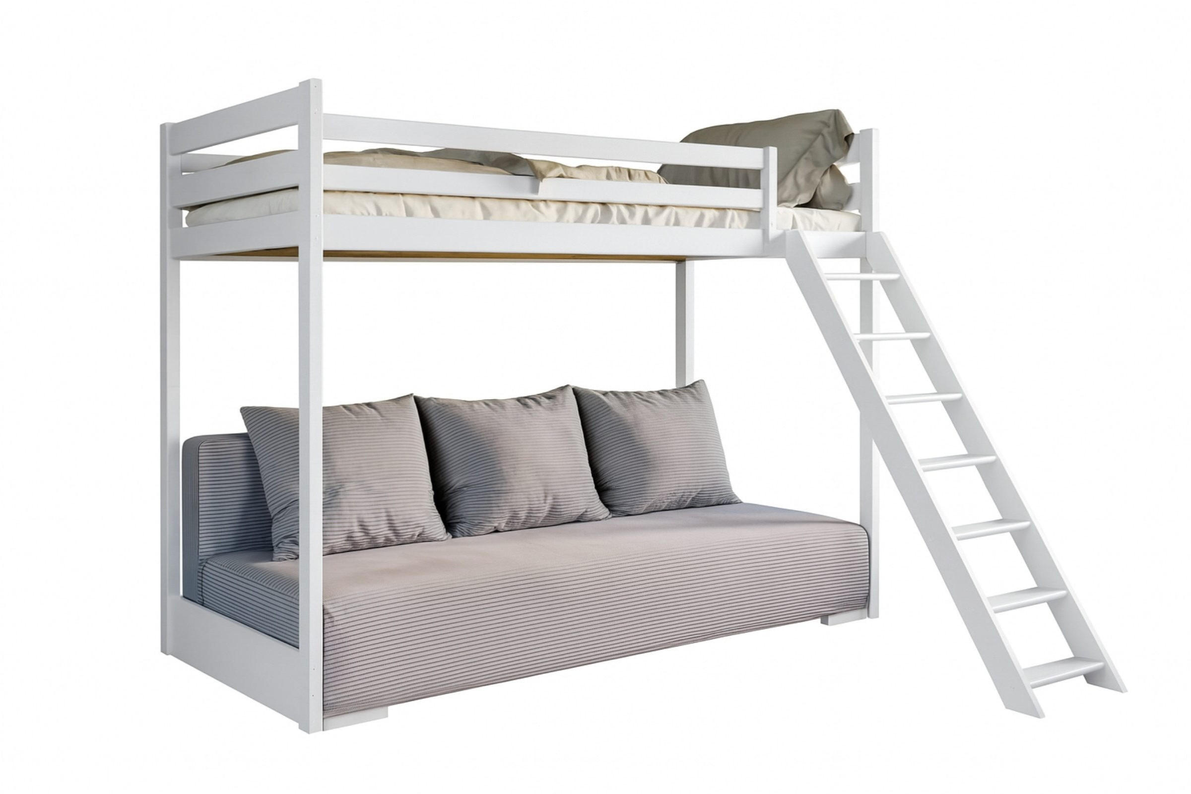 ETAGENBETT SIDNEY 90x200 in Weiß / Greige - Greige/Weiß, Holz/Holzwerkstoff (90/200cm) - Deine Möbel 24